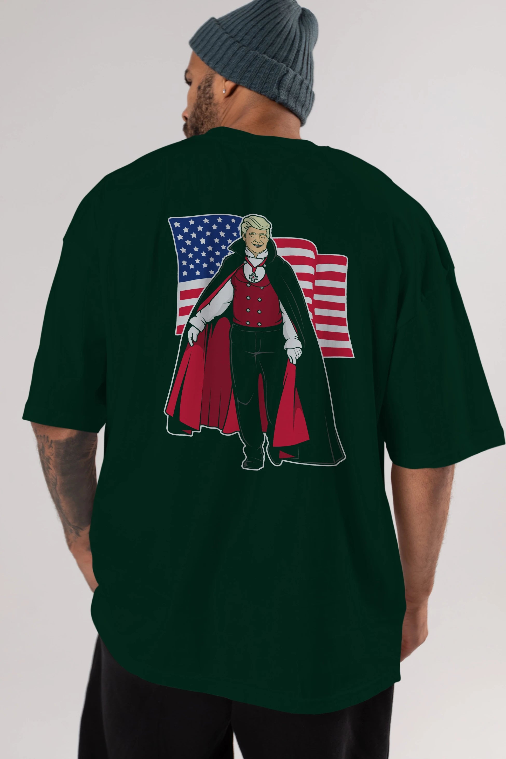 Trump Dracula Arka Baskılı Oversize t-shirt Erkek Kadın Unisex %100 Pamuk tişort