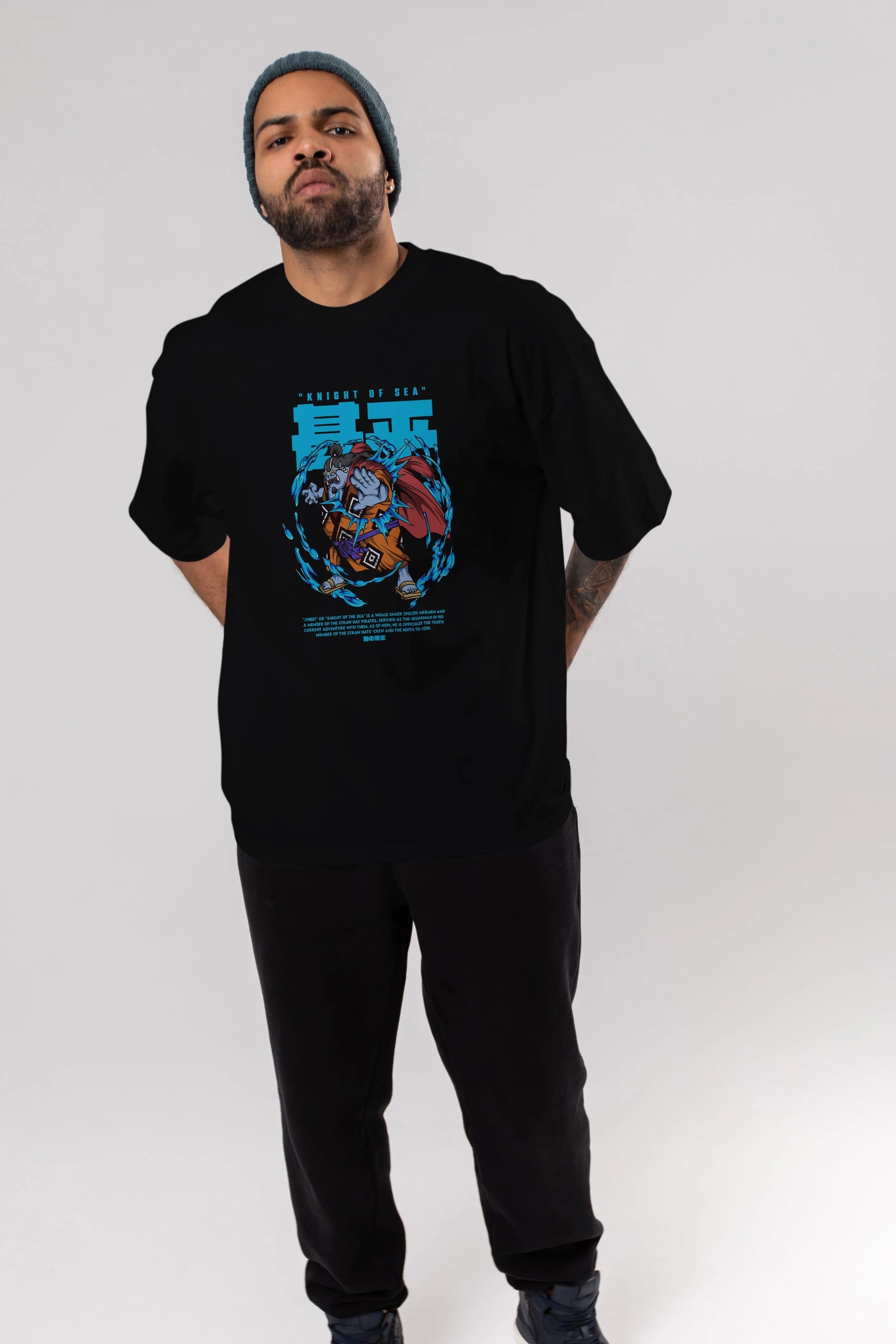 Jinbei Anime Ön Baskılı Oversize t-shirt %100 pamuk Erkek Kadın Unisex