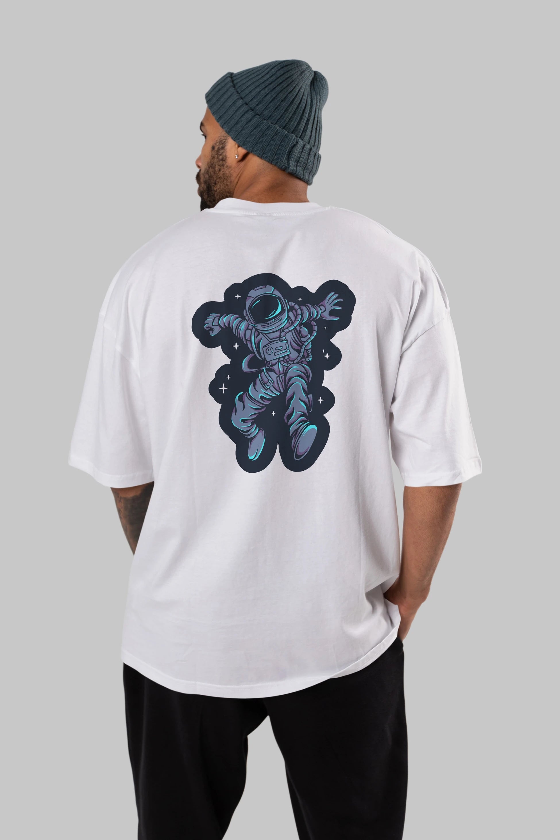 Astrostars sticker Arka Baskılı Oversize t-shirt Erkek Kadın Unisex
