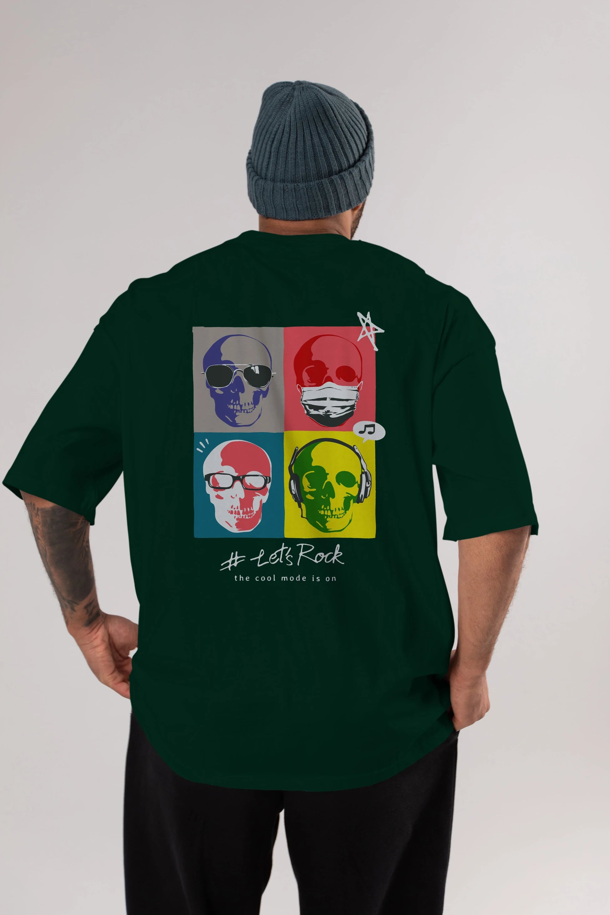 Lets Rock Arka Baskılı Oversize t-shirt Erkek Kadın Unisex