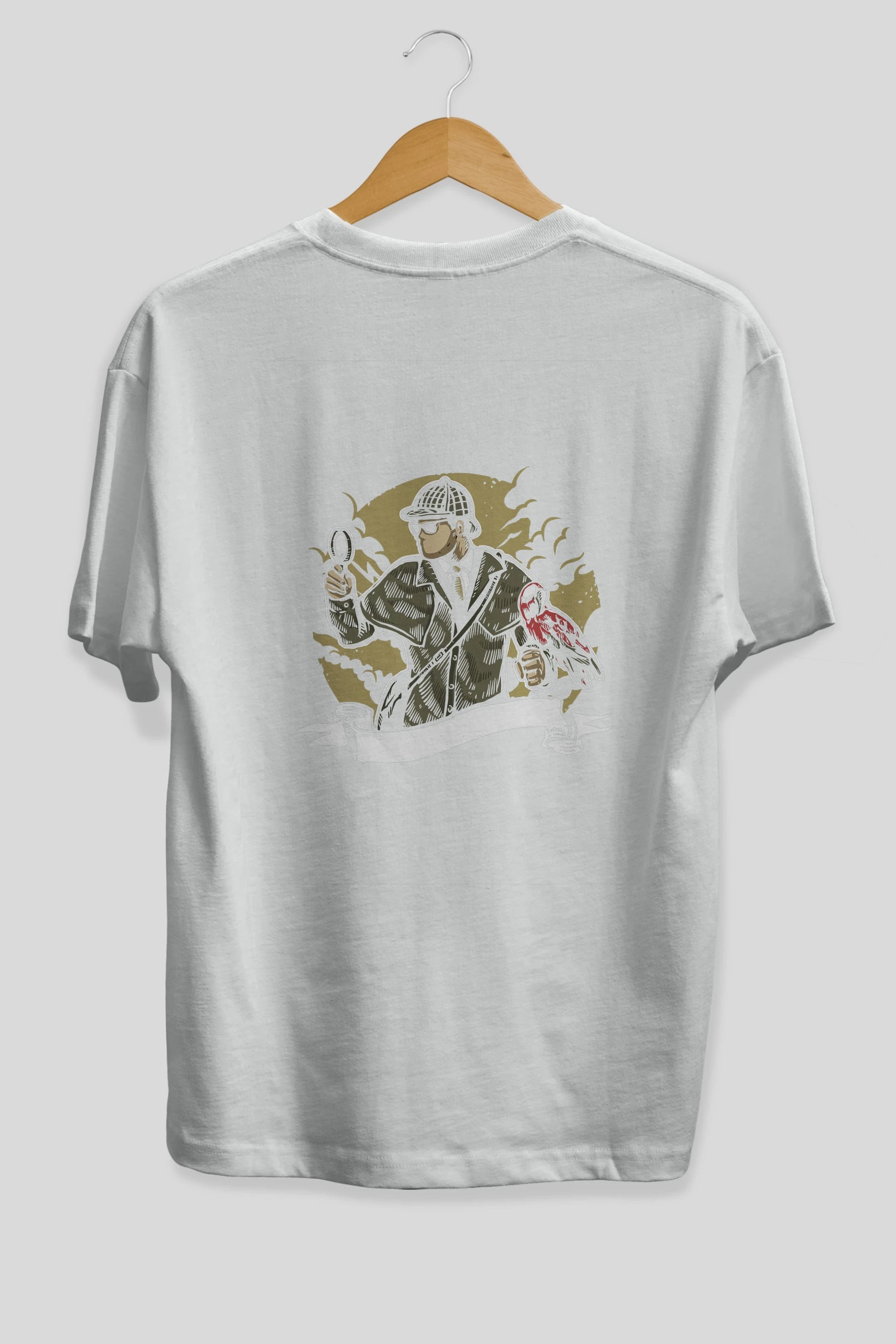 Sherlock Holmes Arka Baskılı Oversize t-shirt Erkek Kadın Unisex %100 Pamuk