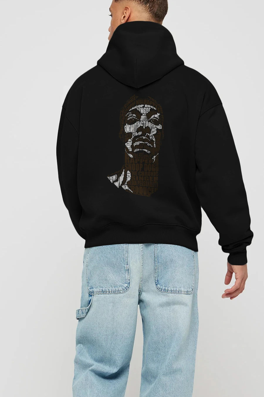 Snoop Dogg Calligram Arka Baskılı Hoodie Oversize Kapüşonlu Sweatshirt Erkek Kadın Unisex