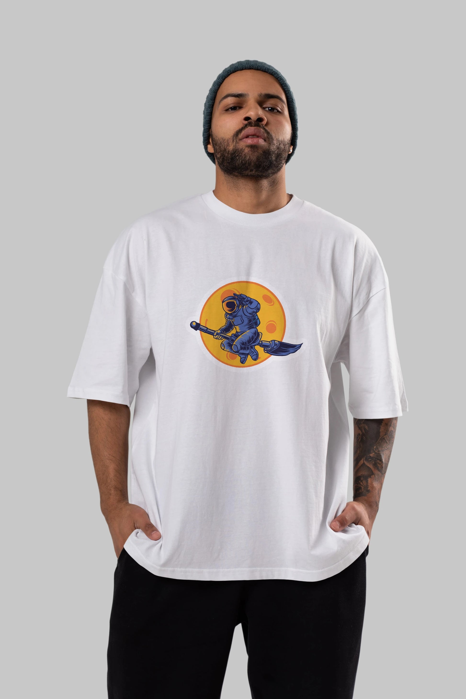 Space Witch Sticker Ön Baskılı Oversize t-shirt Erkek Kadın Unisex