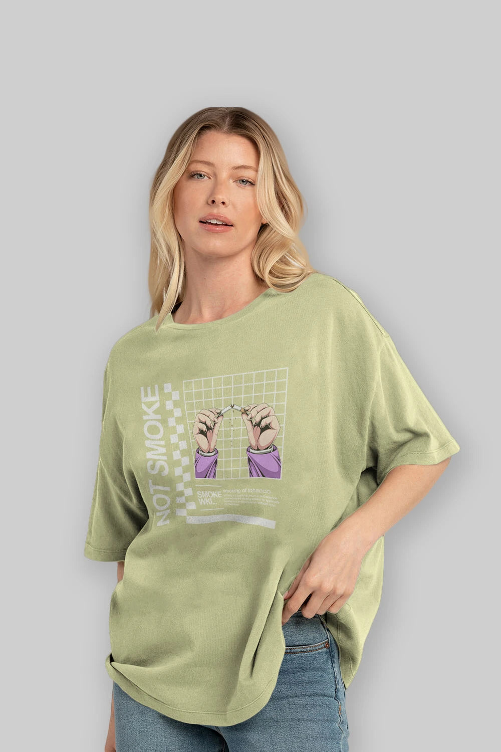 Not Smoke Ön Baskılı Oversize t-shirt Erkek Kadın Unisex