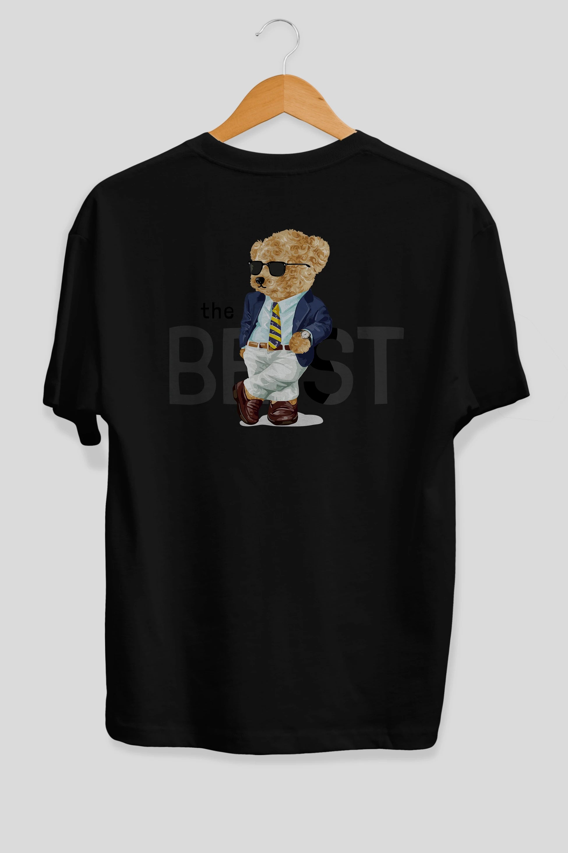 Teddy Bear The Best Arka Baskılı Oversize t-shirt Erkek Kadın Unisex %100 Pamuk