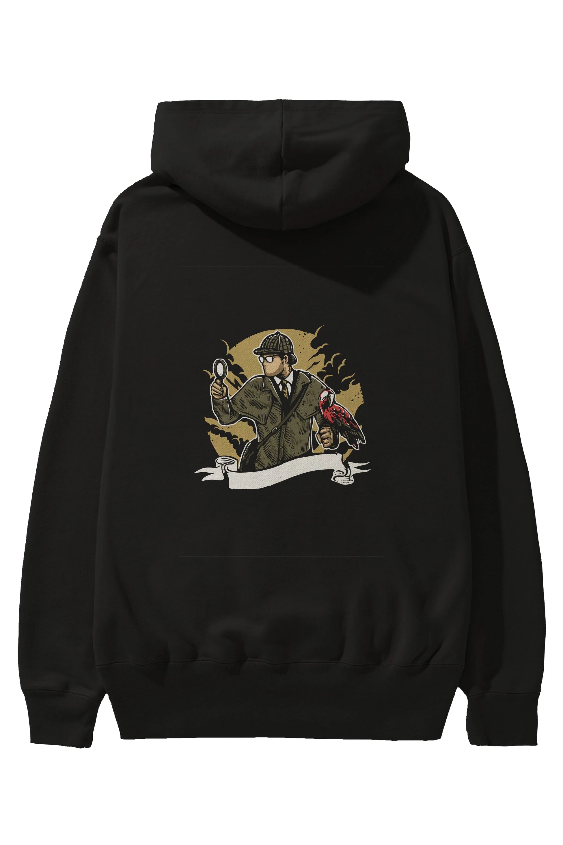 Sherlock Holmes Arka Baskılı Hoodie Oversize Kapüşonlu Sweatshirt Erkek Kadın Unisex