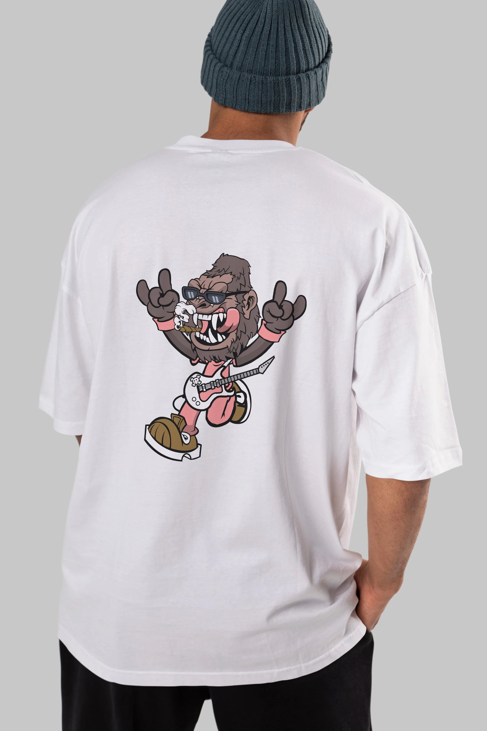 Gorilla Metal Arka Baskılı Oversize t-shirt Erkek Kadın Unisex %100 Pamuk tişort