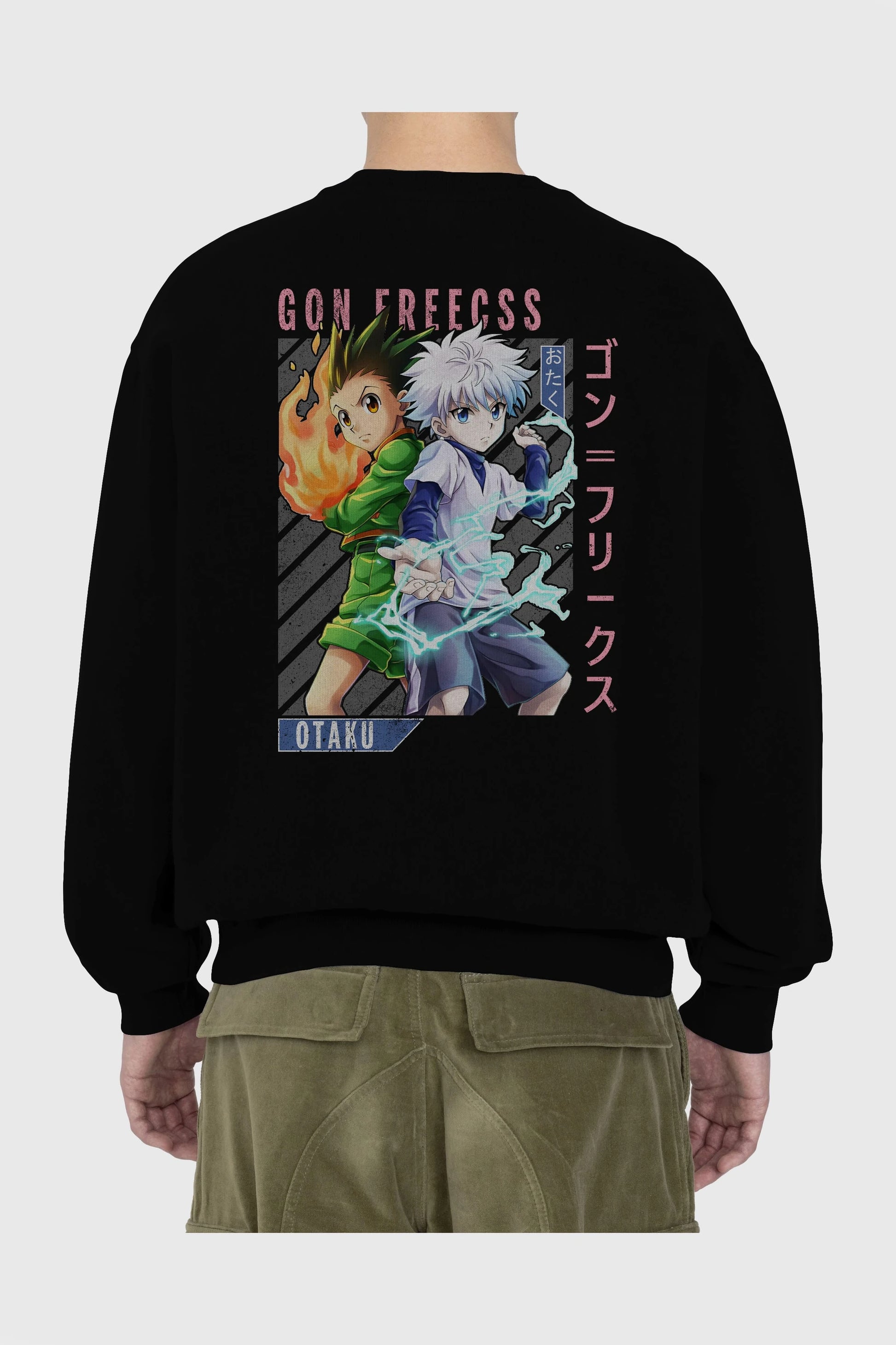 Gon Freecss HUNTER X HUNTER 1 Anime Arka Baskılı Oversize Sweatshirt Erkek Kadın Unisex
