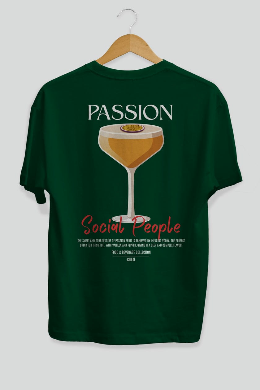 Passion Kokteyl Serisi Baskılı Oversize t-shirt Erkek Kadın Unisex %100 Pamuk Bisiklet Yaka tişort