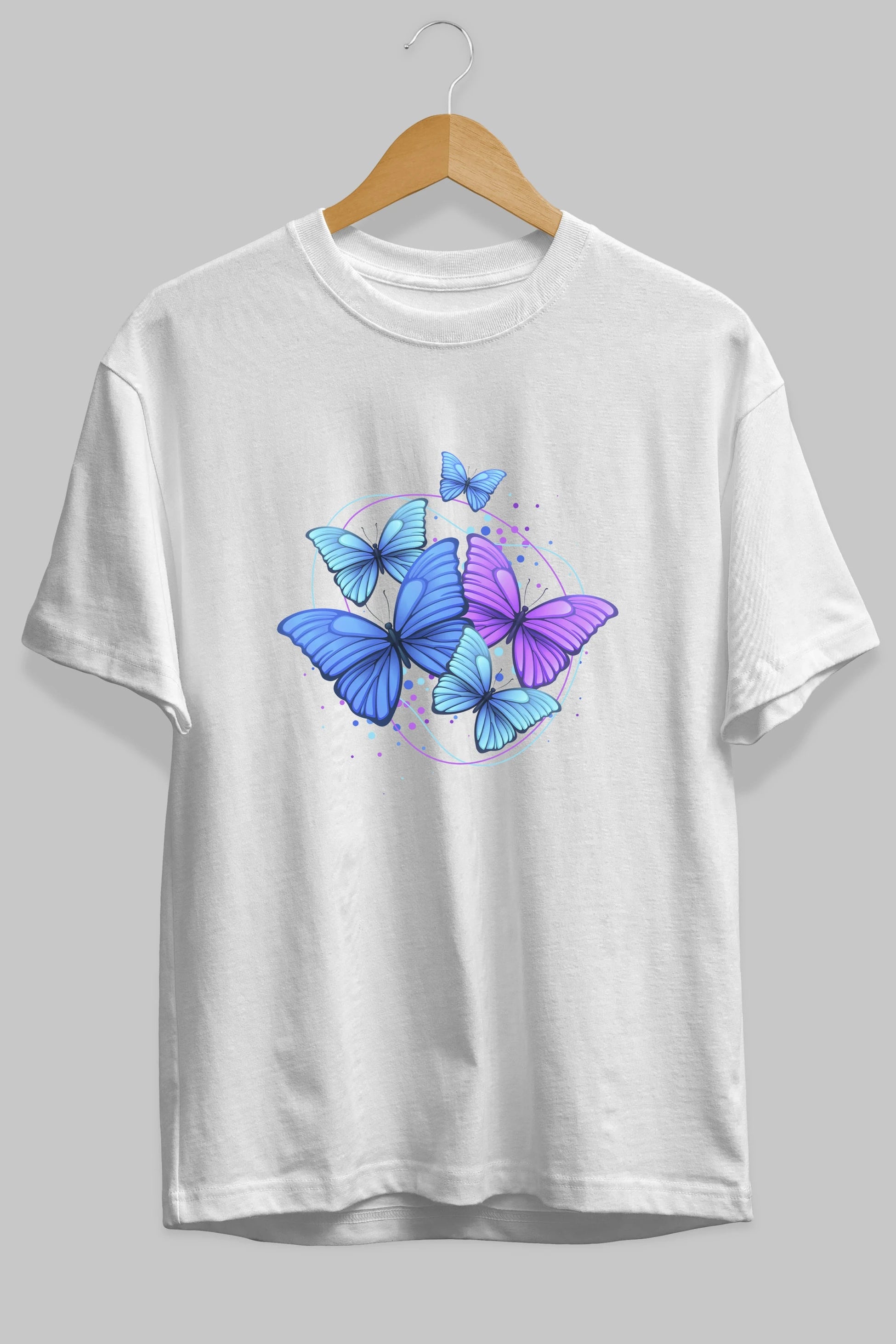 Kelebek Ön Baskılı Oversize t-shirt Erkek Kadın Unisex