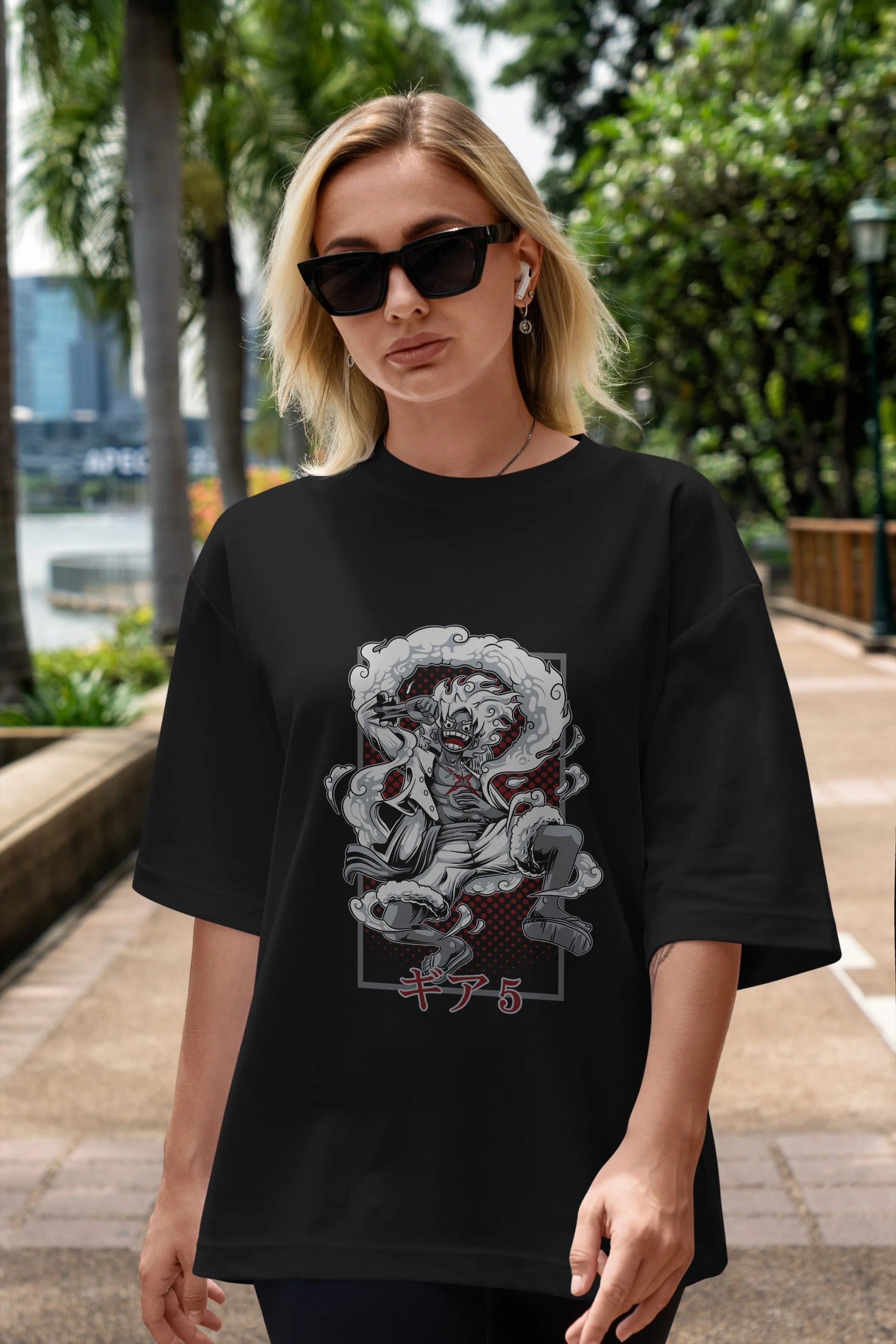 LUFFY GEAR 5 Anime Ön Baskılı Oversize t-shirt %100 pamuk Erkek Kadın Unisex