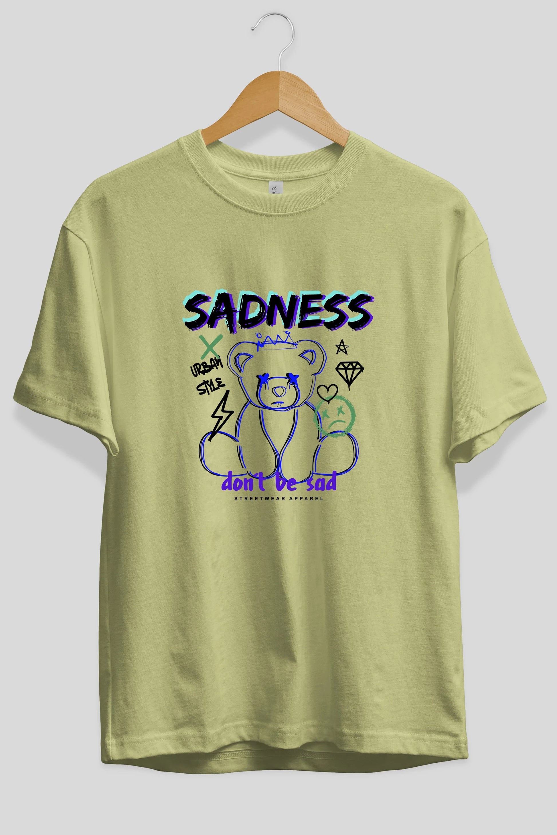 Teddy Bear Sadness Ön Baskılı Oversize t-shirt Erkek Kadın Unisex