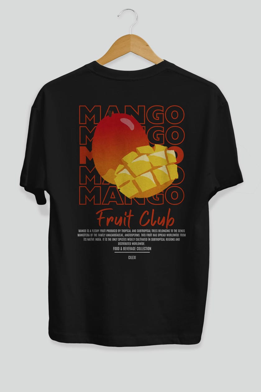 Mango Arka Baskılı Oversize t-shirt Erkek Kadın Pamuk Bisiklet Yaka tişort