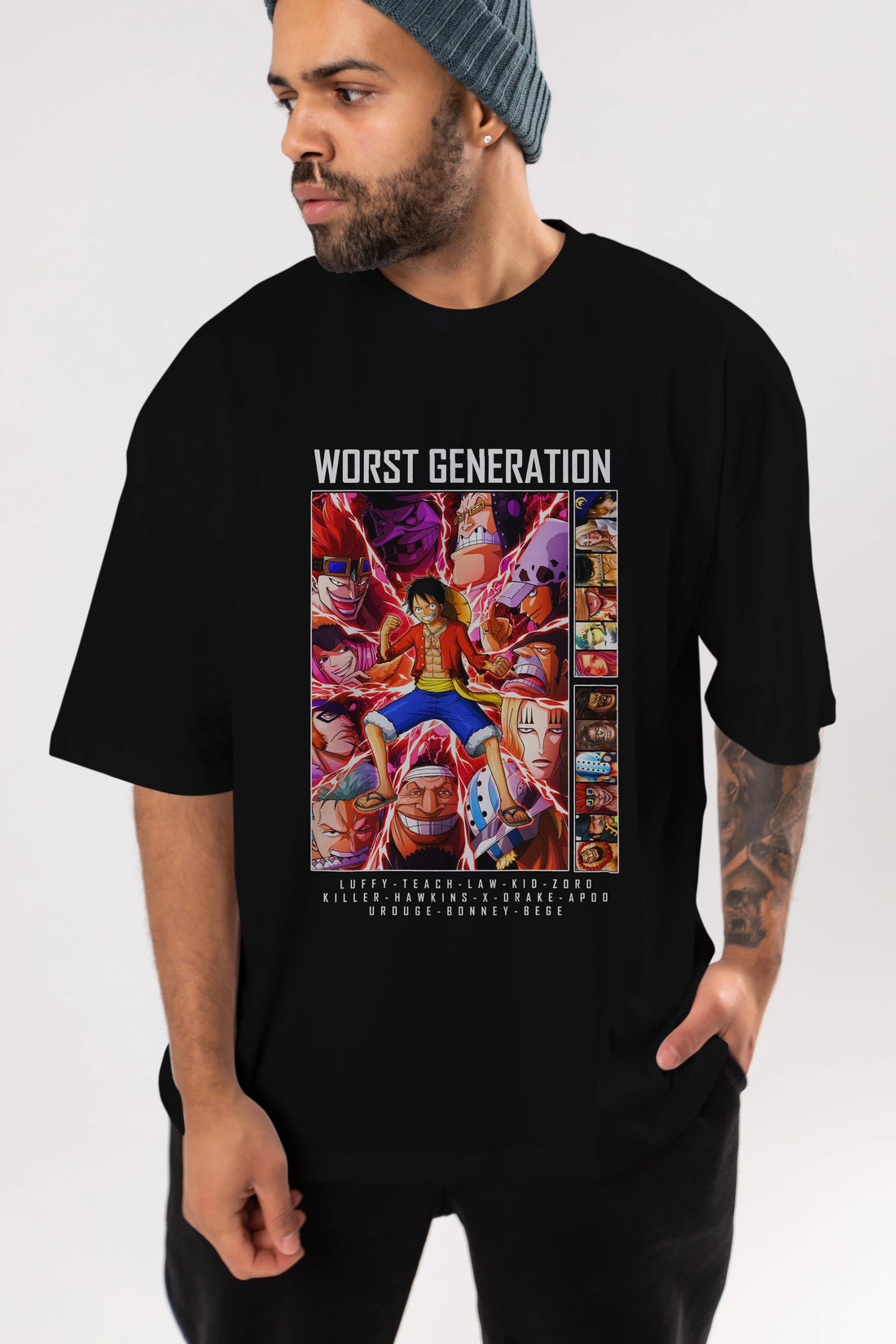 Worst Generation Anime Ön Baskılı Oversize t-shirt Erkek Kadın Unisex