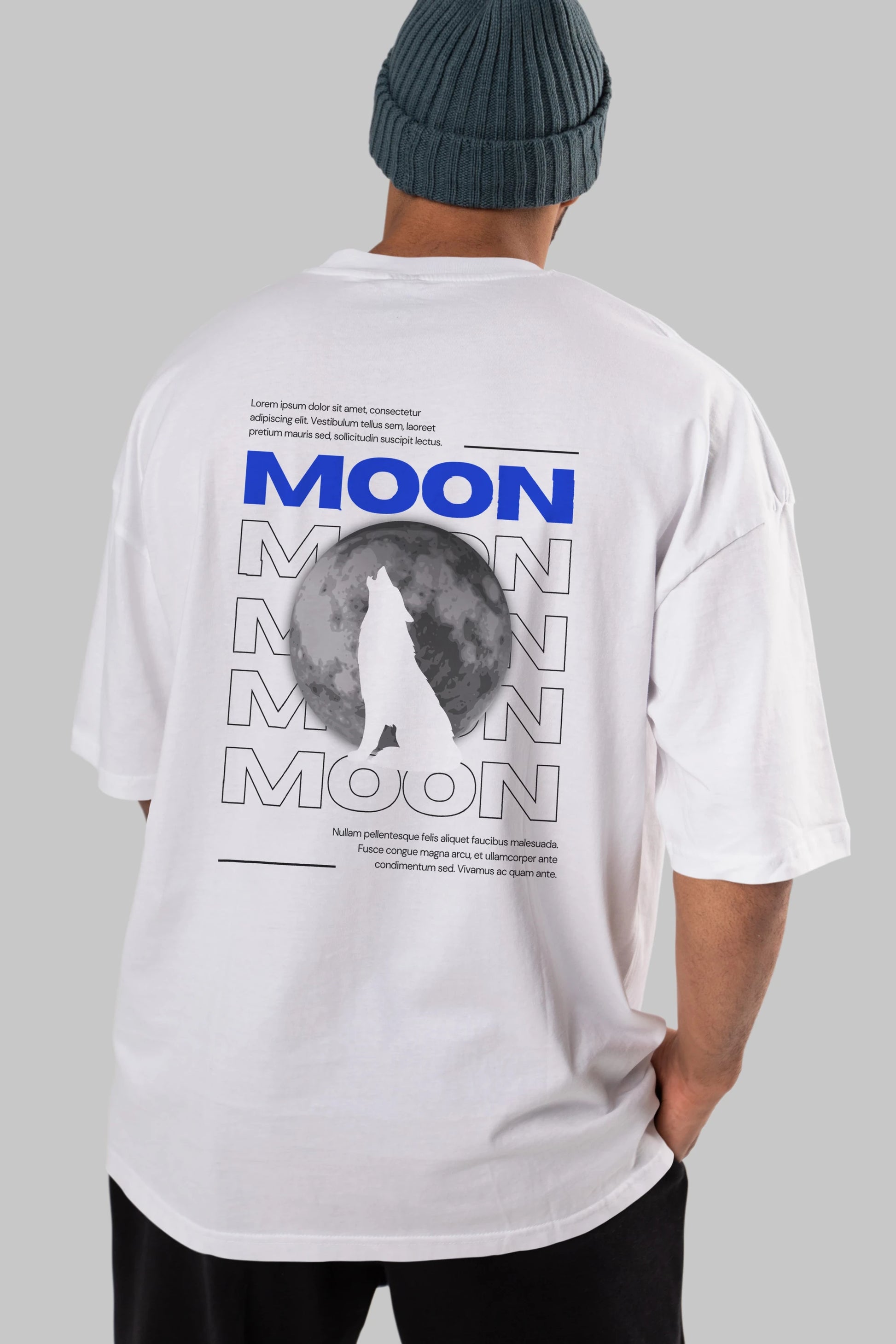 Moon Arka Baskılı Oversize t-shirt Erkek Kadın Unisex