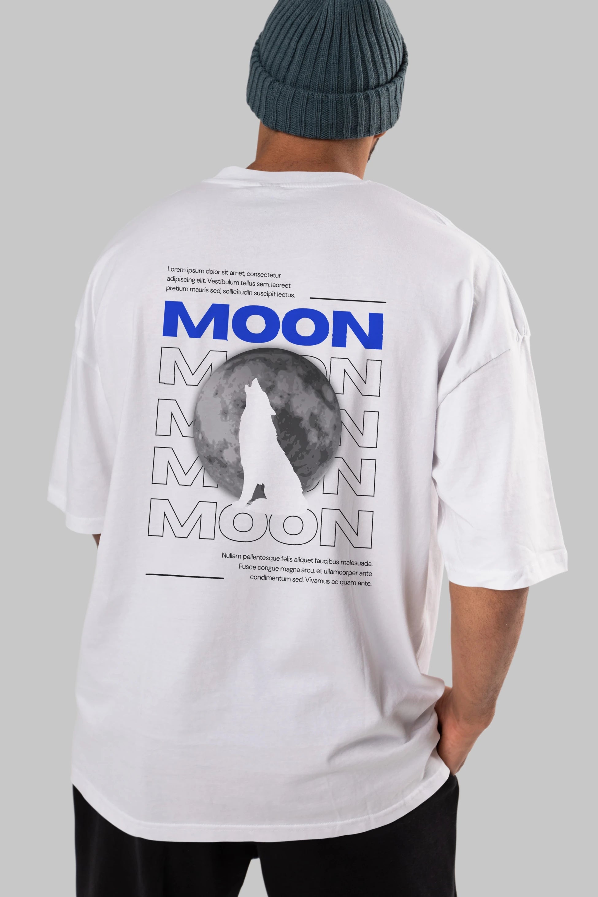Moon Arka Baskılı Oversize t-shirt Erkek Kadın Unisex