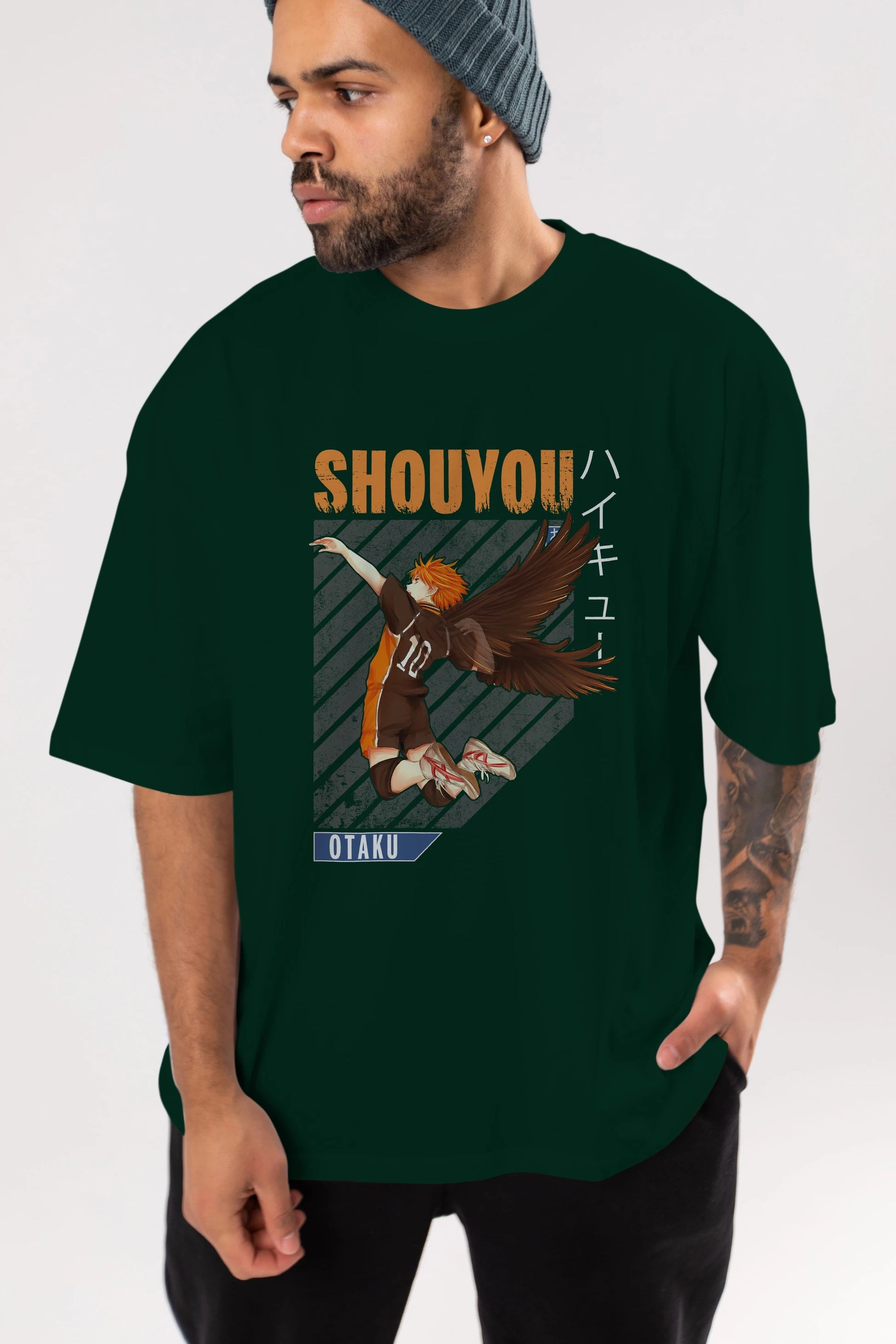Shouyou Hinata 10 Anime Ön Baskılı Oversize t-shirt %100 pamuk Erkek Kadın Unisex