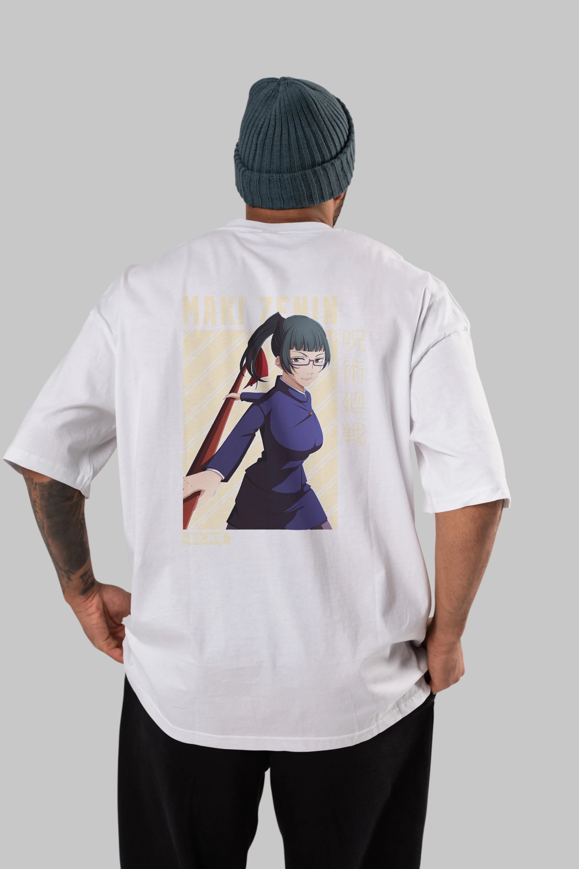 Maki Zenin CHAİNSAWMAN Anime Arka Baskılı Oversize t-shirt Erkek Kadın Unisex