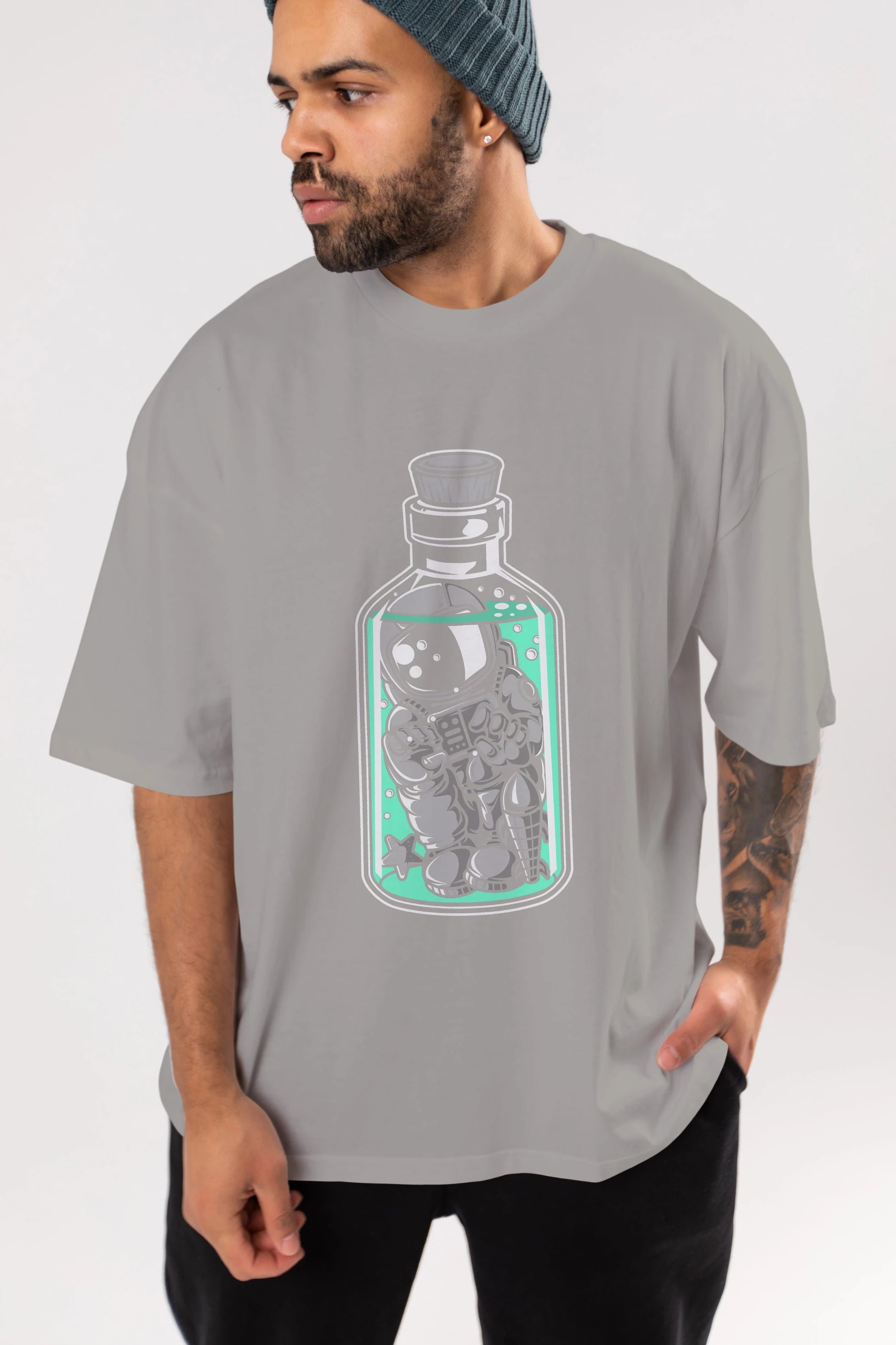 Astronaut in The Bottle Ön Baskılı Oversize t-shirt Erkek Kadın Unisex