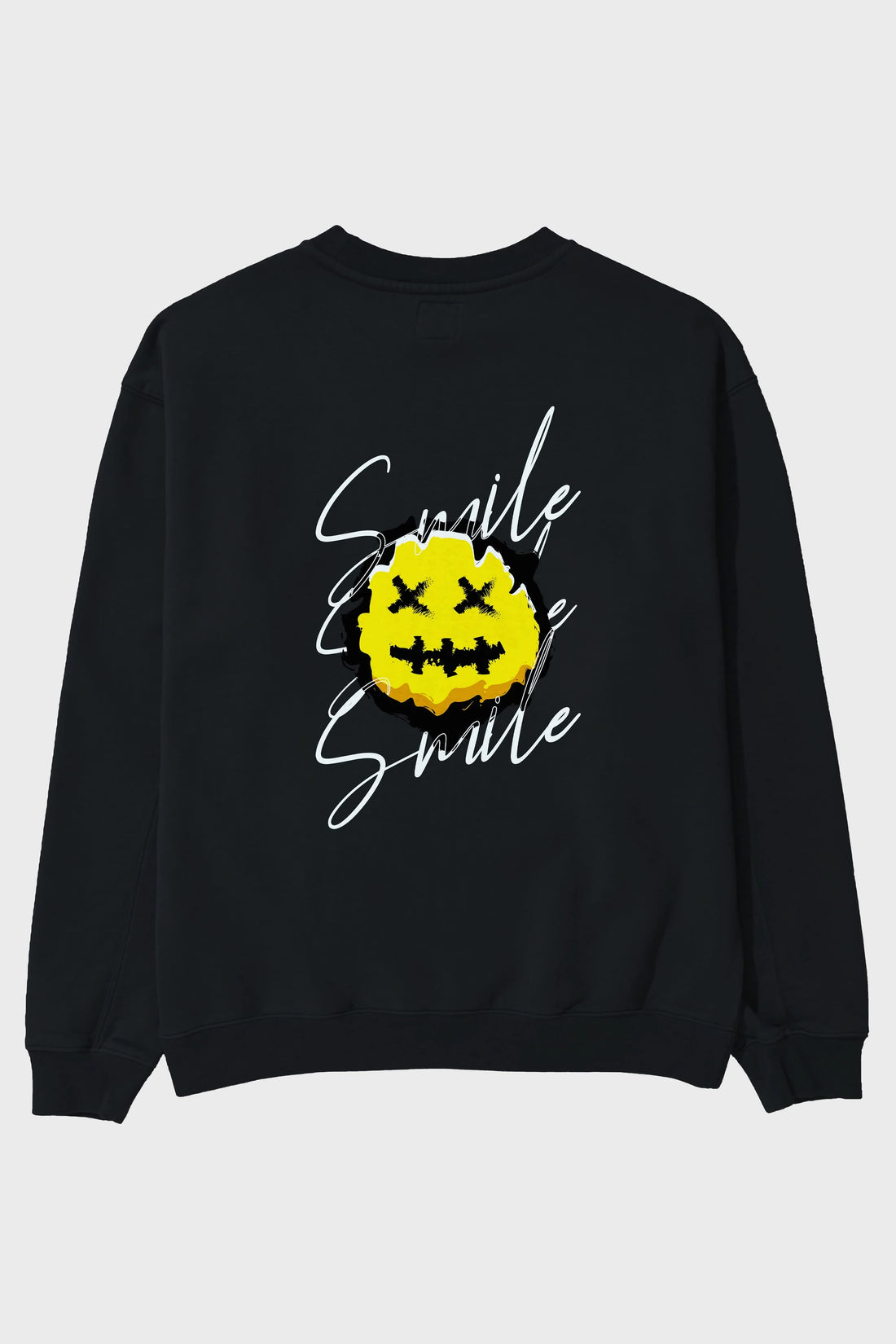 Smile Emoji Arka Baskılı Oversize Sweatshirt Erkek Kadın Unisex