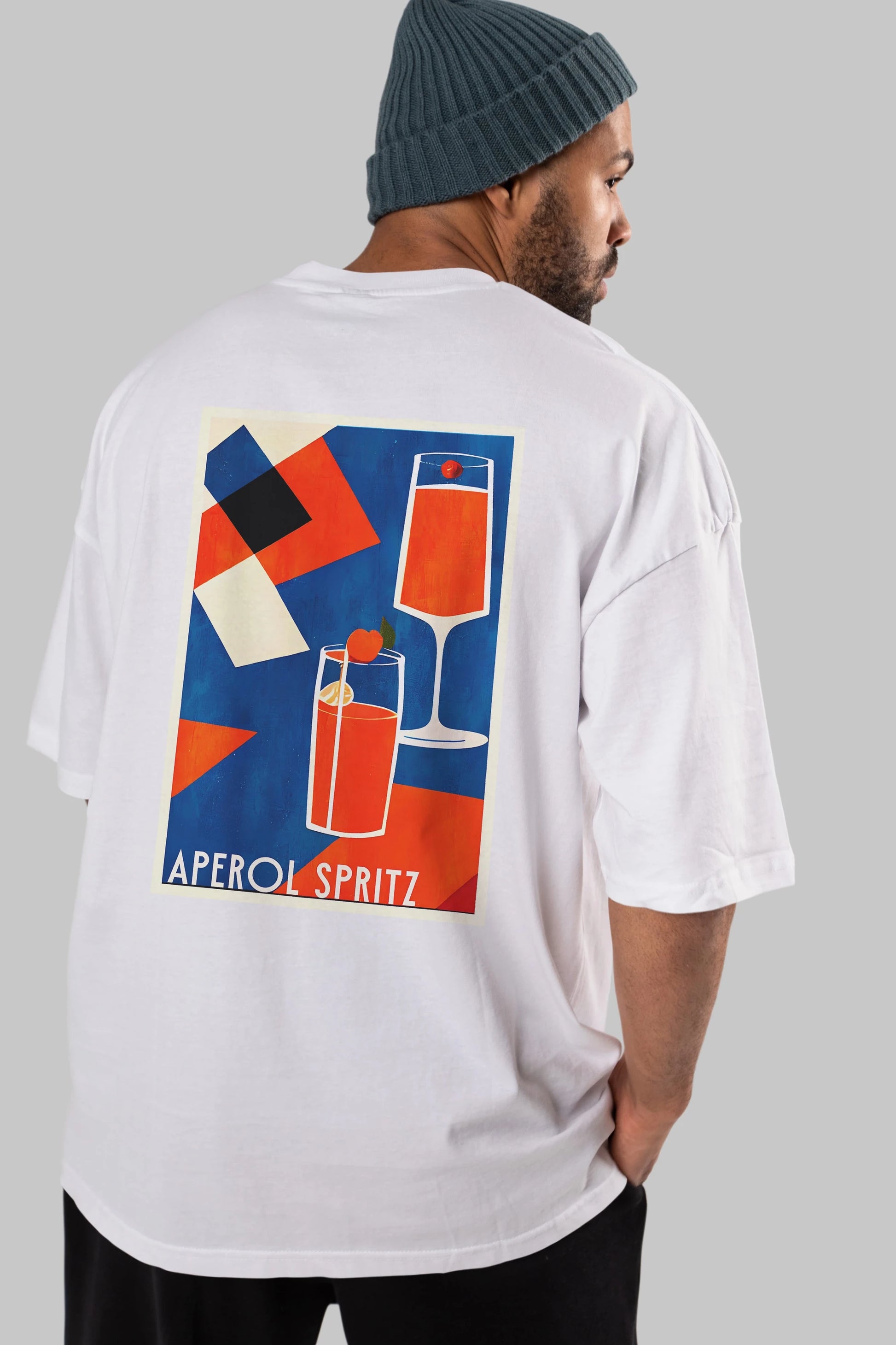Aperol Spritz 4 Arka Baskılı Oversize t-shirt Erkek Kadın Unisex %100 Pamuk Bisiklet Yaka tişort