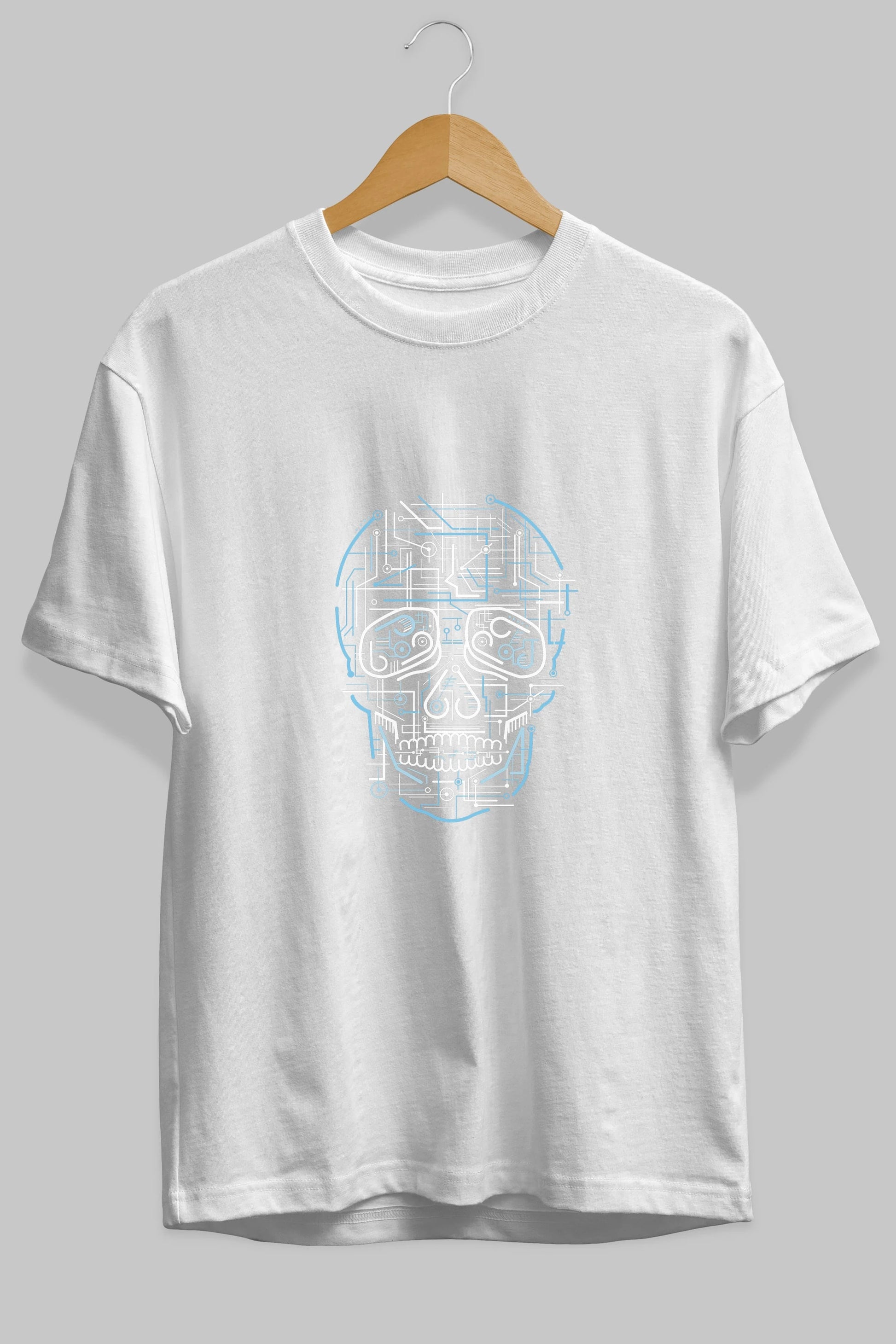 Electric Skull Ön Baskılı Oversize t-shirt %100 pamuk Erkek Kadın Unisex