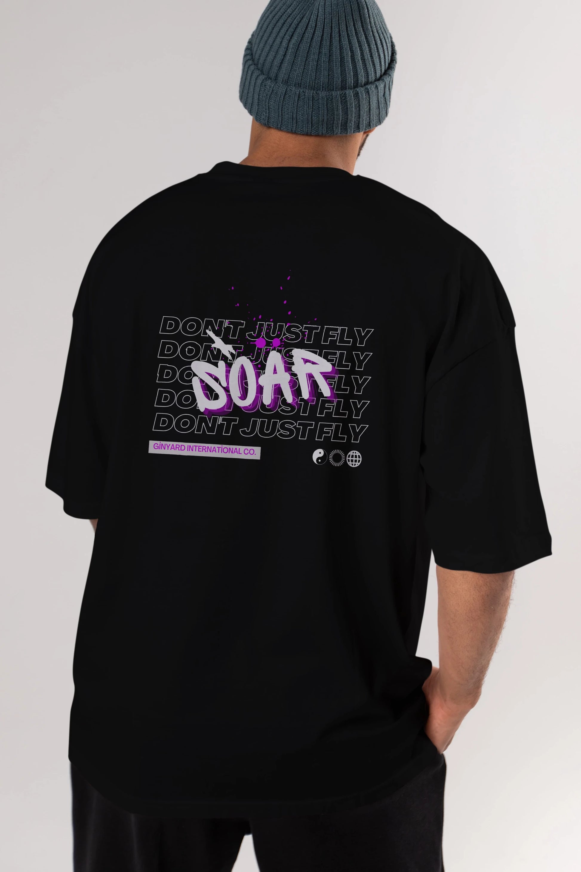 Soar Dont Just Fly Yazılı Arka Baskılı Oversize t-shirt Erkek Kadın Unisex