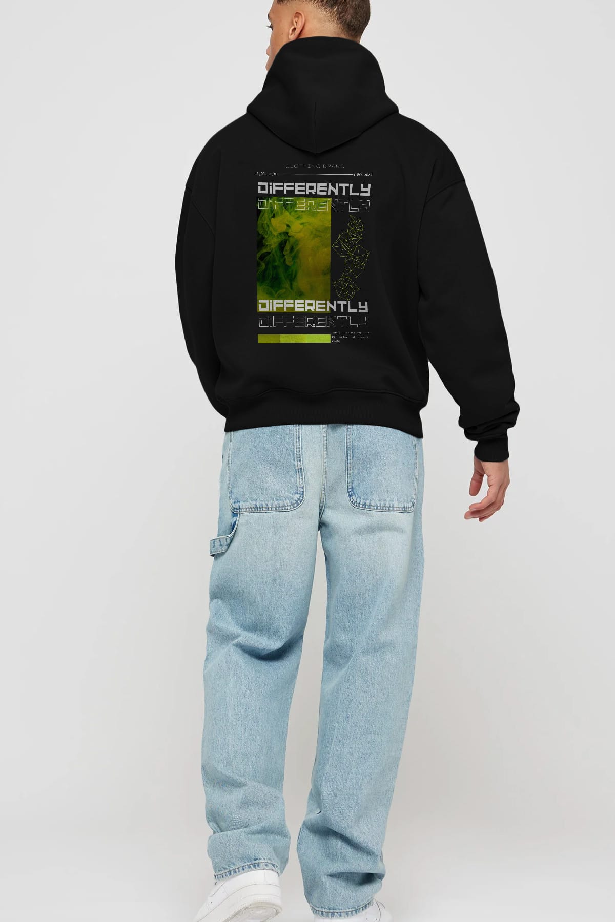 Differently Yazılı Arka Baskılı Oversize Hoodie Kapüşonlu Sweatshirt Erkek Kadın Unisex