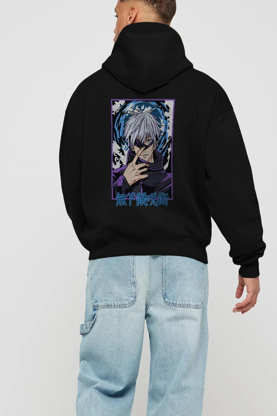 SATORU GOJO 3 Anime Arka Baskılı Hoodie Oversize Kapüşonlu Sweatshirt Erkek Kadın Unisex