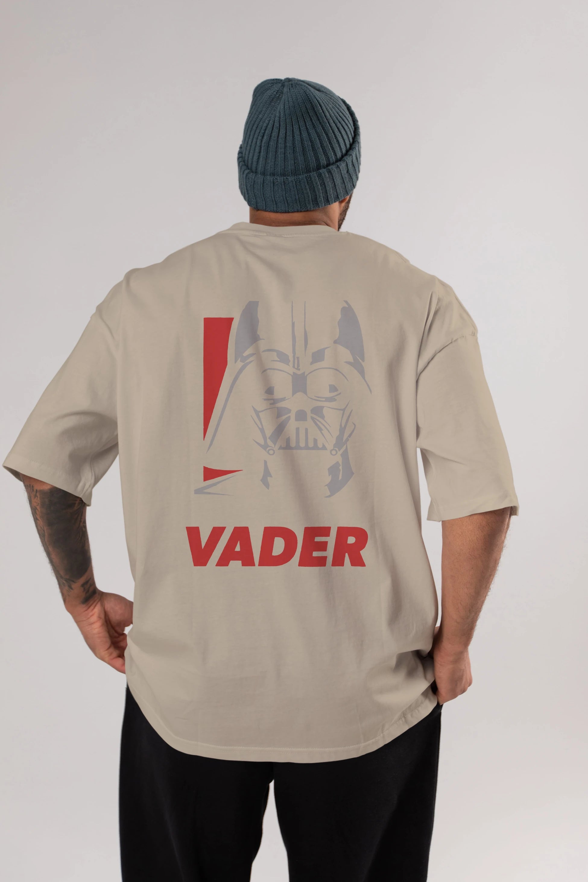 Darth Vader Arka Baskılı Oversize t-shirt Erkek Kadın Unisex %100 Pamuk Bisiklet Yaka tişort