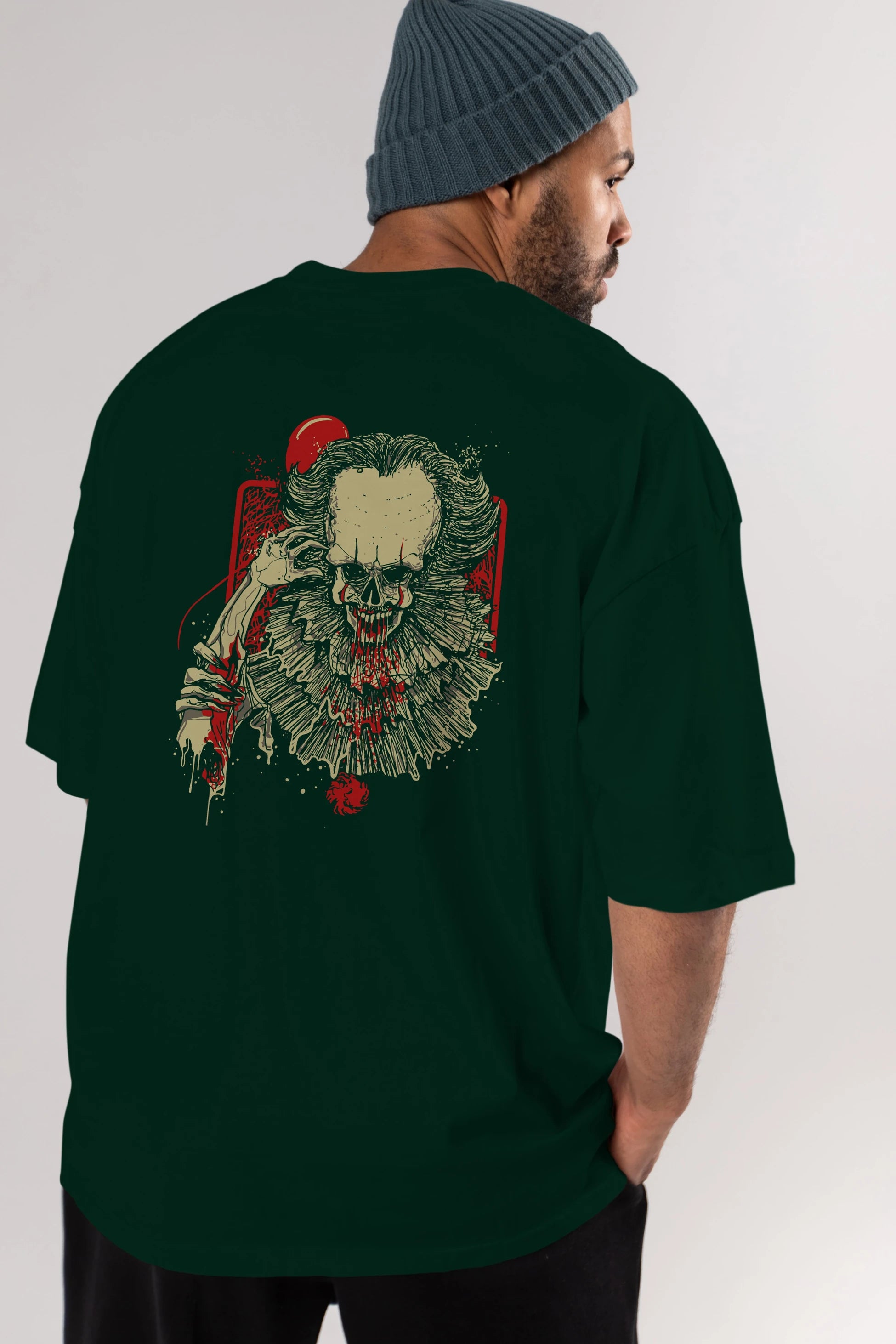 it (2) Arka Baskılı Oversize t-shirt Erkek Kadın Unisex %100 Pamuk Bisiklet Yaka tişort