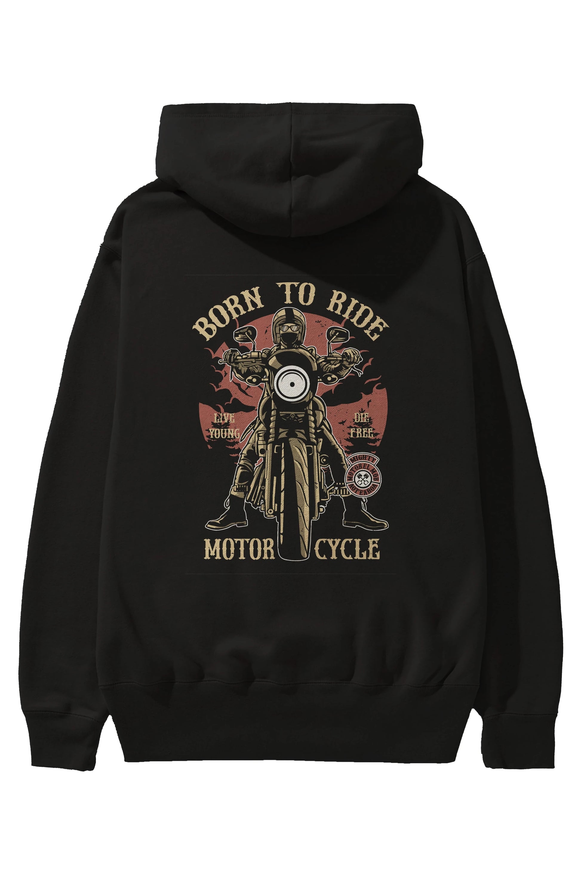 Born To Ride Arka Baskılı Hoodie Oversize Kapüşonlu Sweatshirt Erkek Kadın Unisex