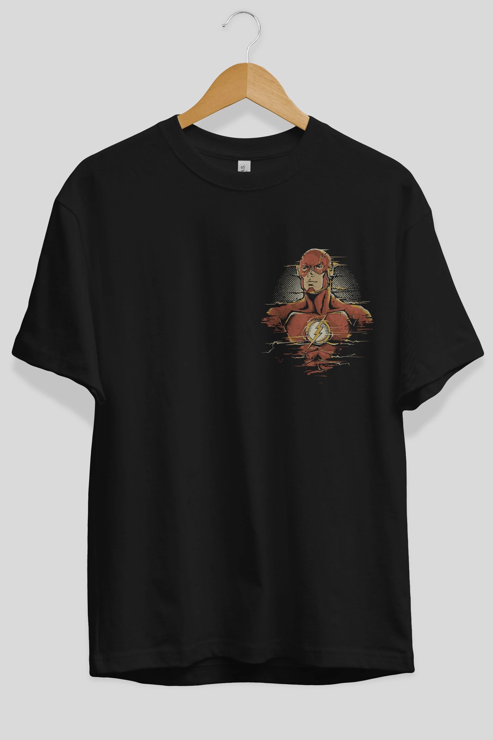 Flash Avengers Ön Sol Baskılı Oversize t-shirt Erkek Kadın Unisex %100 Pamuk Bisiklet Yaka tişort