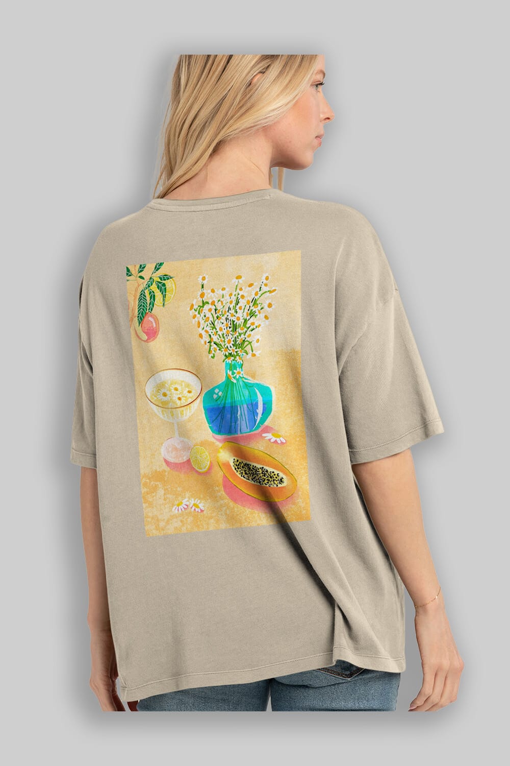 Cheers 2 Arka Baskılı Oversize t-shirt Erkek Kadın Unisex %100 Pamuk Bisiklet Yaka tişort