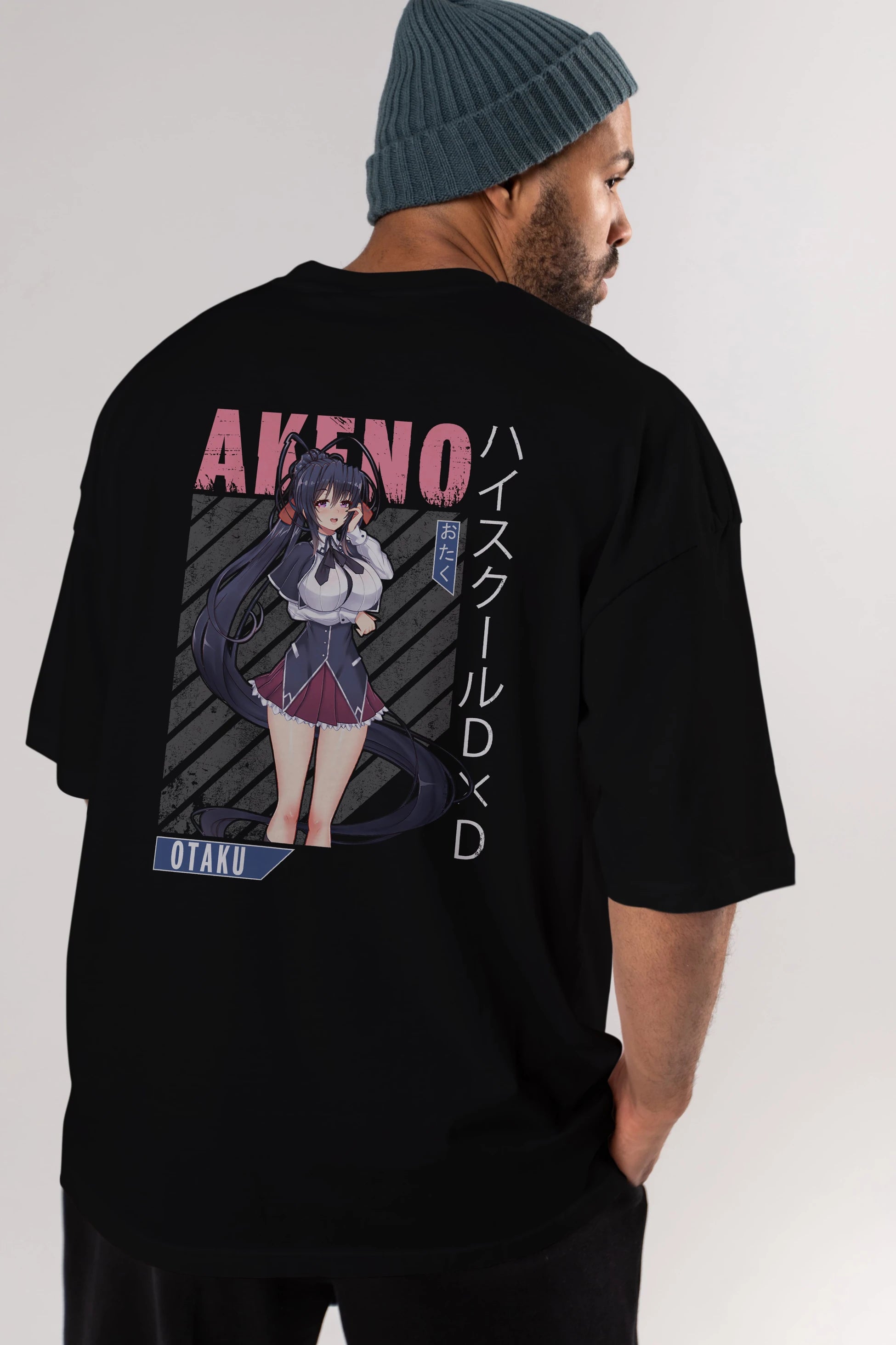Akeno Himejima 4 Anime Arka Baskılı Oversize t-shirt Erkek Kadın Unisex