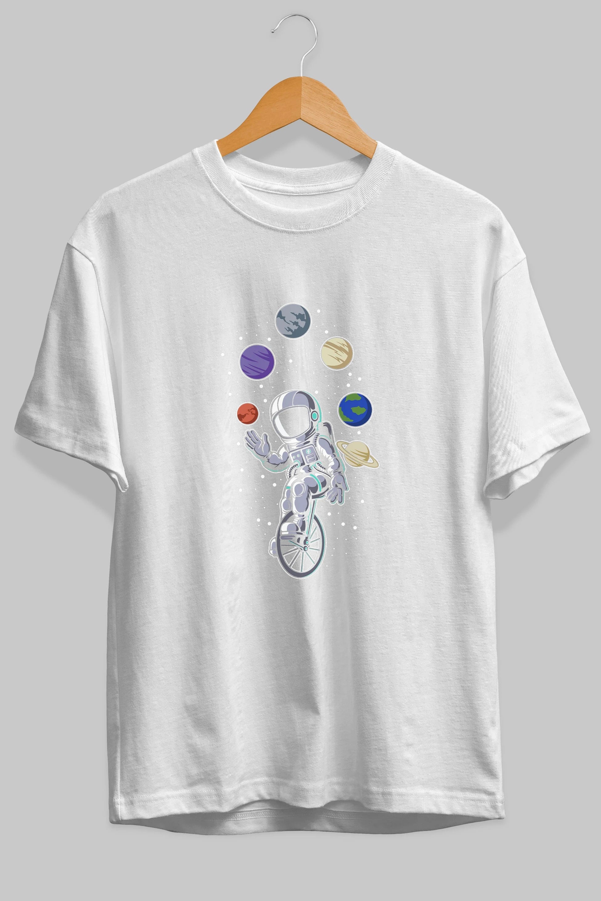 Astronaut Circus Ön Baskılı Oversize t-shirt Erkek Kadın Unisex
