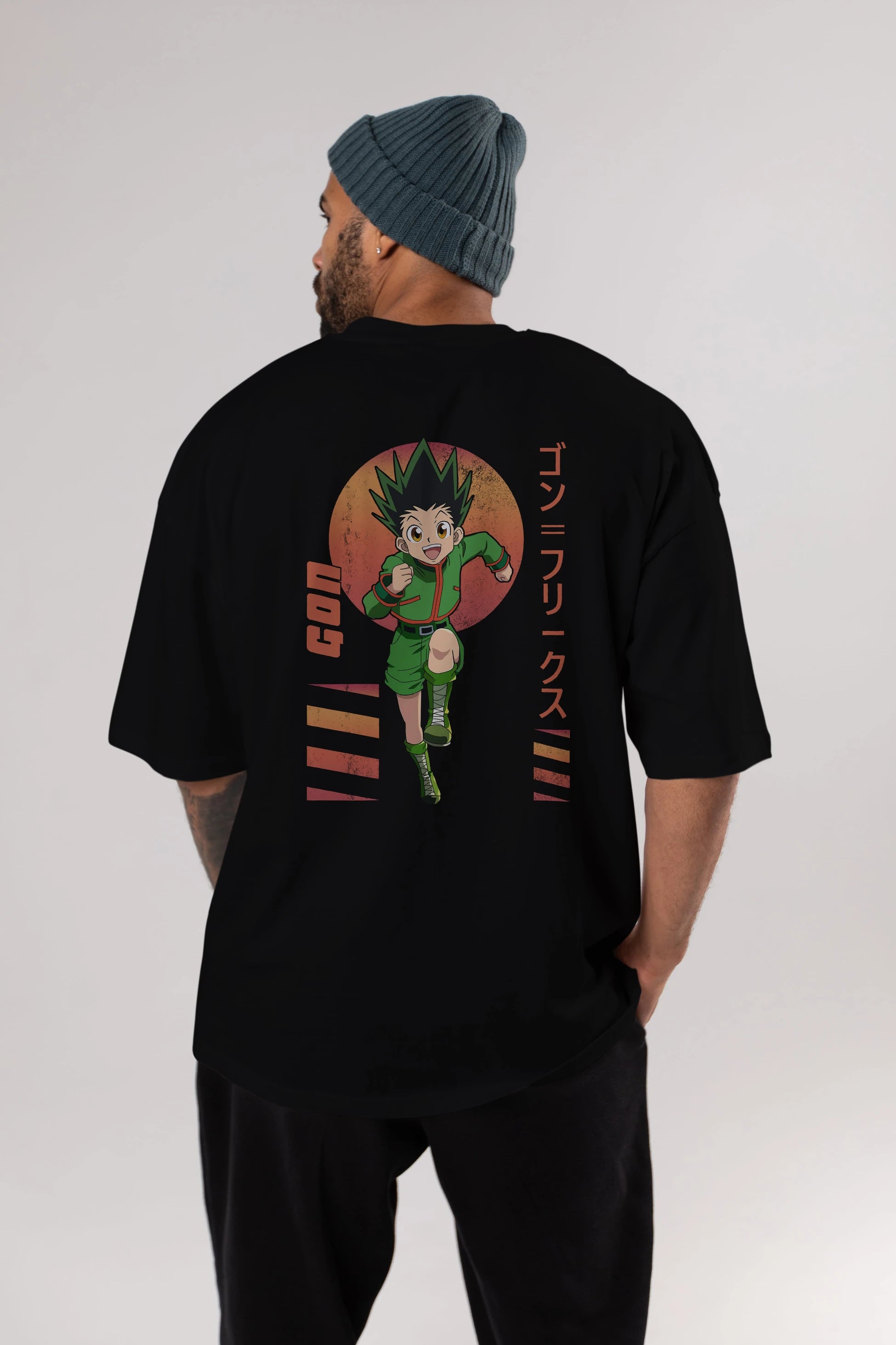Gon Freecss HUNTER X HUNTER 2 Anime Arka Baskılı Oversize t-shirt Erkek Kadın Unisex