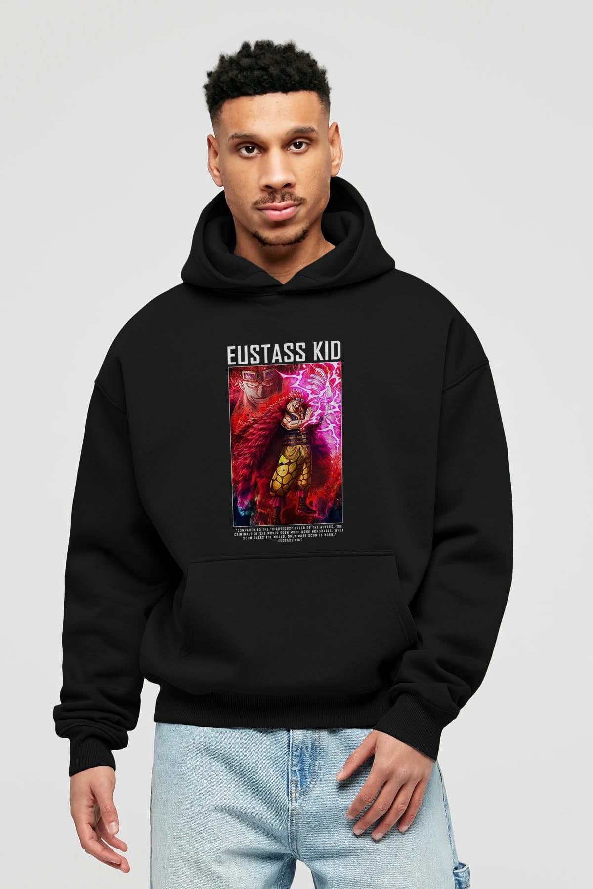 Eustass Kid Anime Ön Baskılı Hoodie Oversize Kapüşonlu Sweatshirt Erkek Kadın Unisex