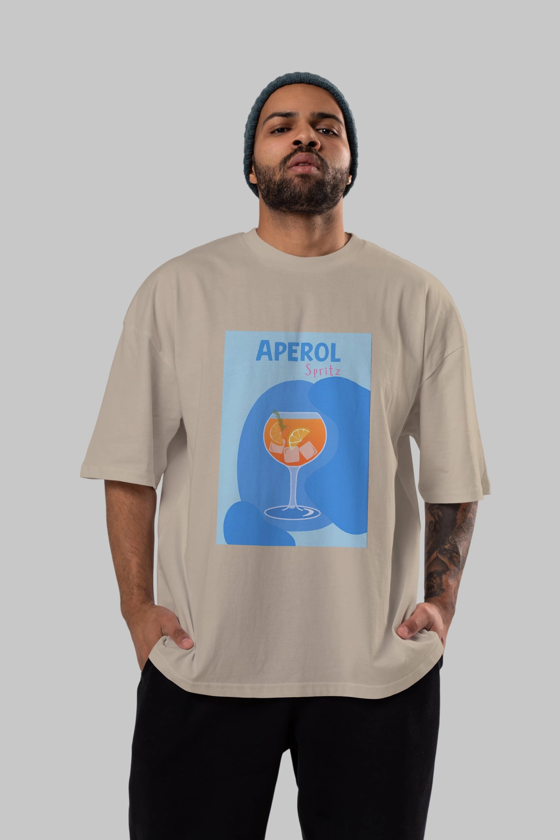 Aperol Spritz 10 Ön Baskılı Oversize t-shirt Erkek Kadın Unisex %100 Pamuk Bisiklet Yaka tişort