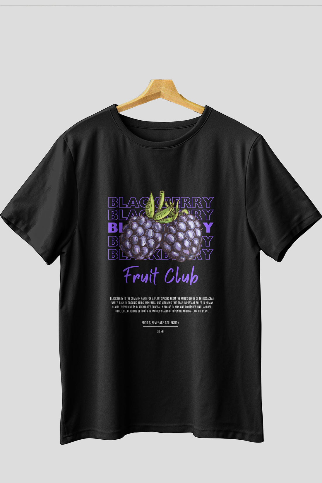 Blackberry Ön Baskılı Oversize t-shirt Erkek Kadın Pamuk Bisiklet Yaka tişort