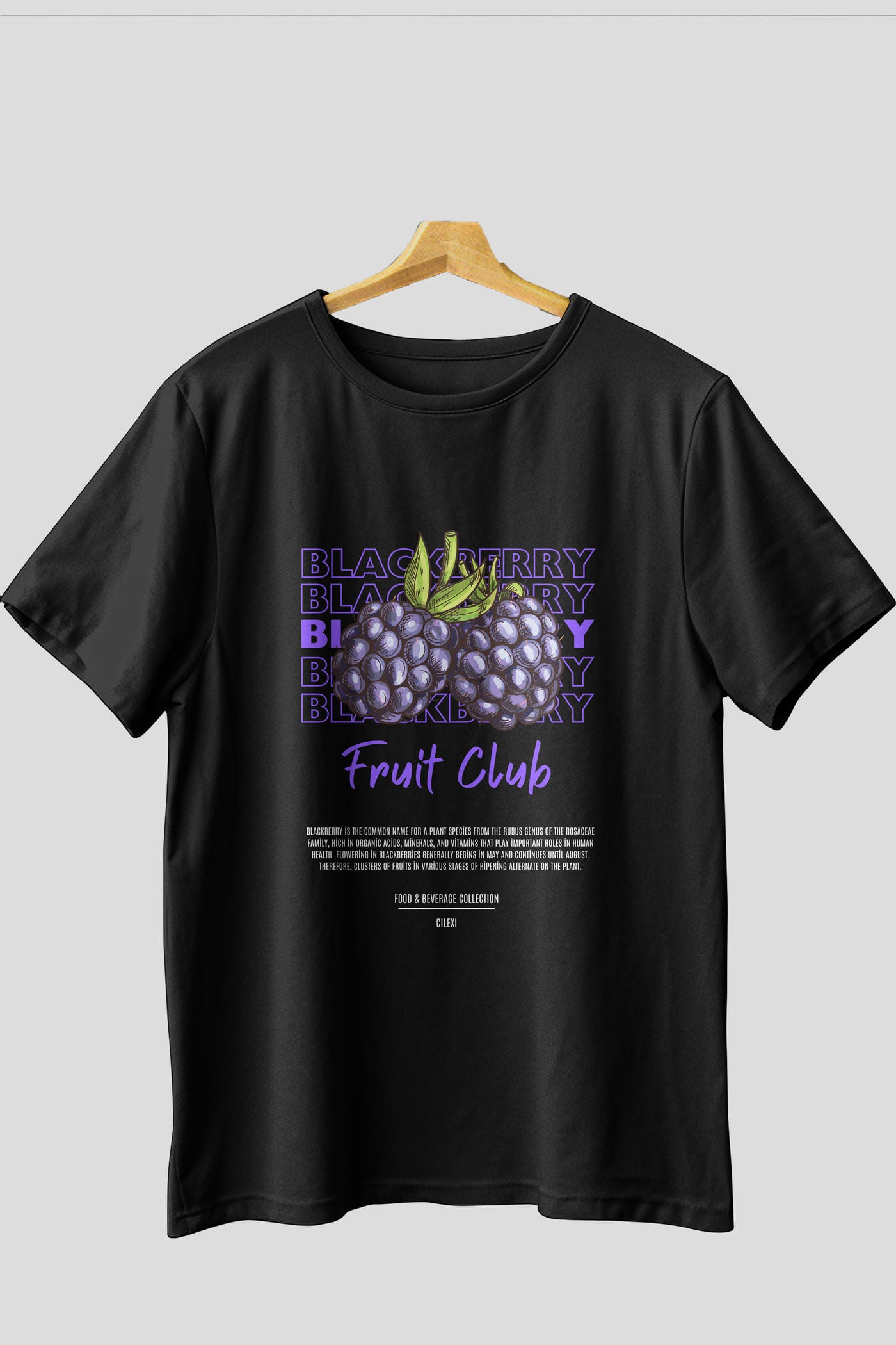 Blackberry Ön Baskılı Oversize t-shirt Erkek Kadın Pamuk Bisiklet Yaka tişort