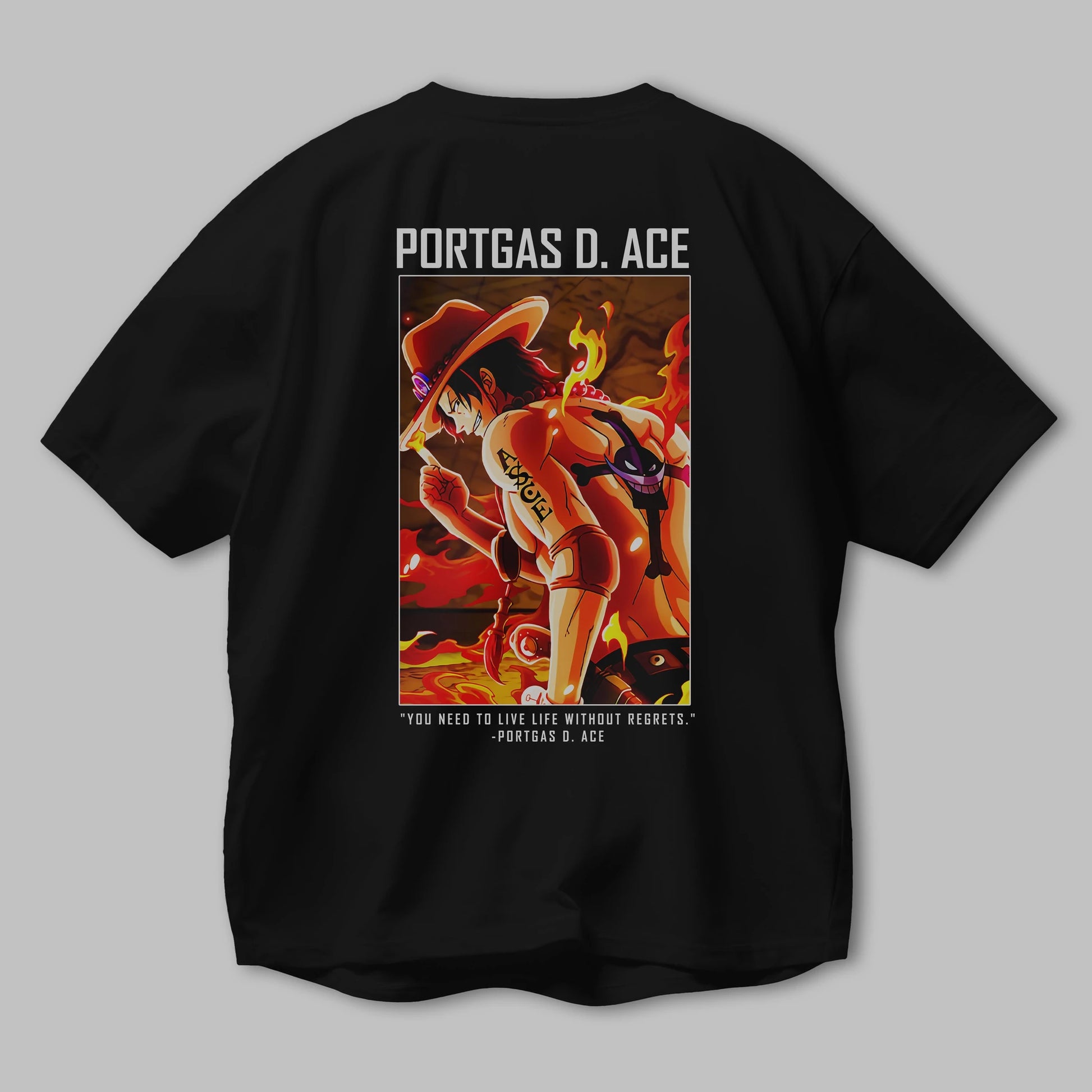 Portgas D. Ace Anime Arka Baskılı Oversize t-shirt Erkek Kadın Unisex %100 pamuk tişort