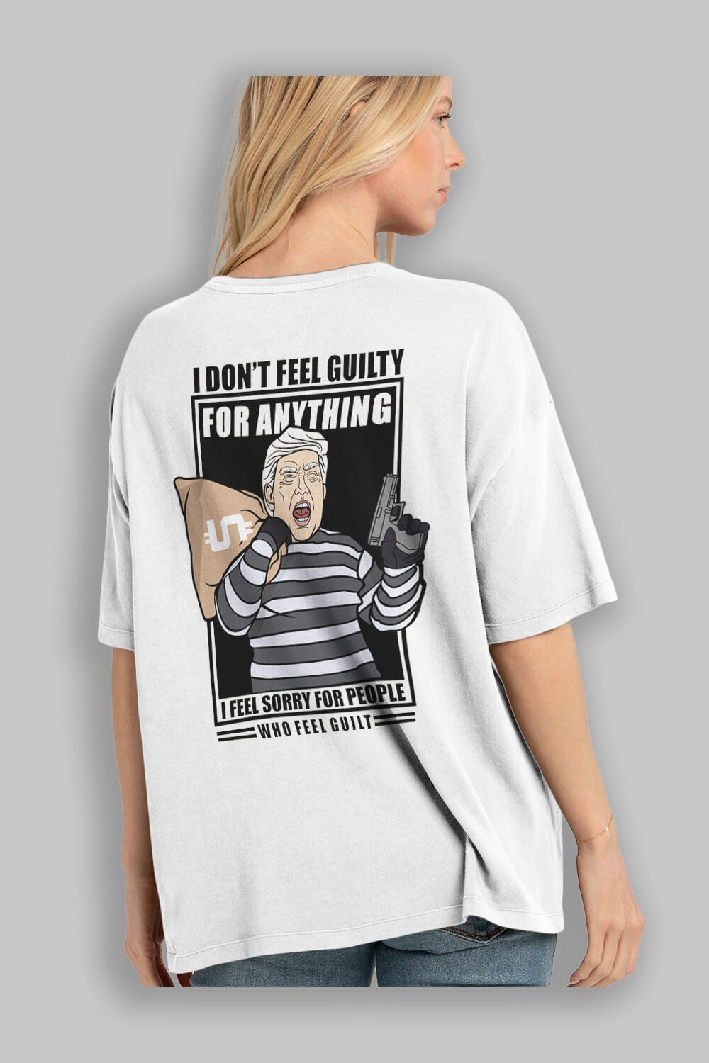 Criminal Trump Arka Baskılı Oversize t-shirt Erkek Kadın Unisex %100 Pamuk tişort