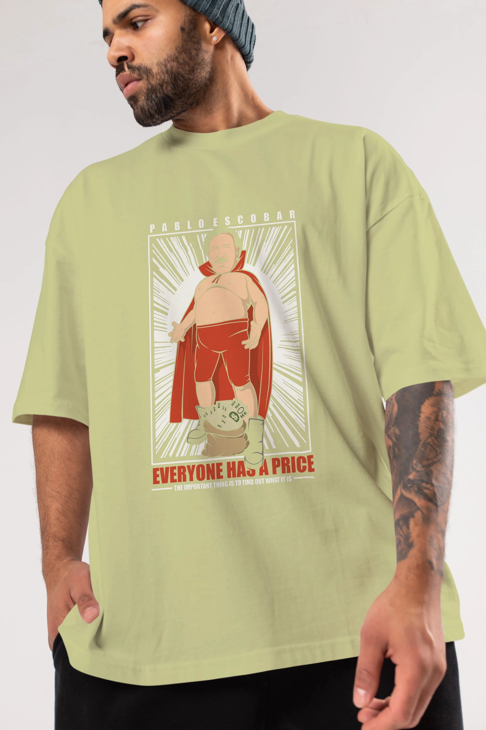 Pablo Escobar Luchador Ön Baskılı Oversize t-shirt Erkek Kadın Unisex %100 Pamuk tişort