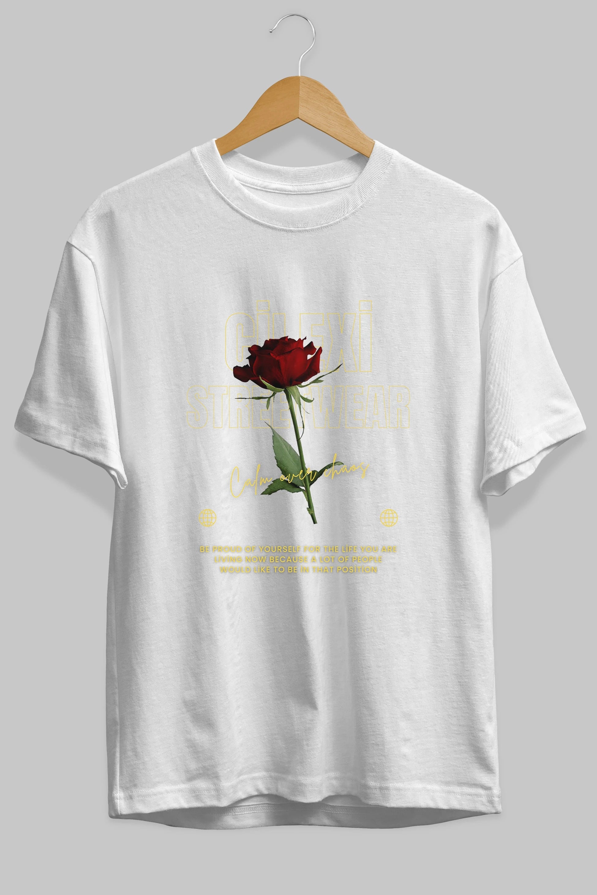 Rose Cilexi Streetwear Ön Baskılı Oversize t-shirt Erkek Kadın Unisex