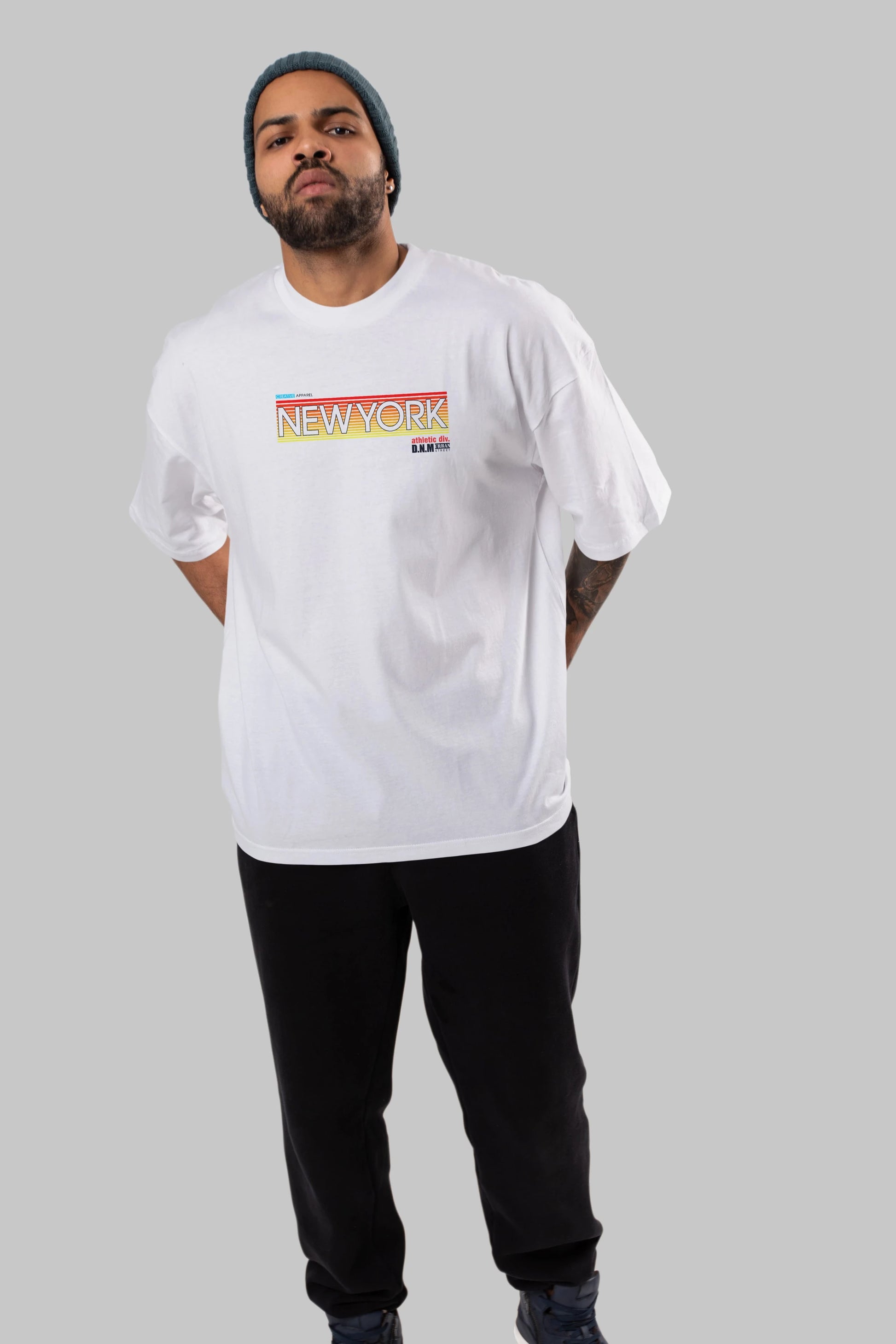 New York Denim Ön Baskılı Oversize t-shirt Erkek Kadın Unisex