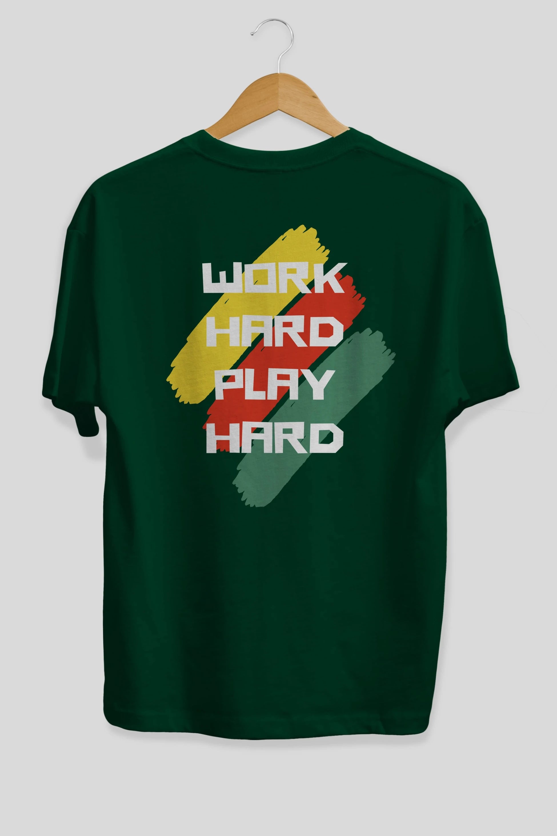Work Hard Play Hard 2 Arka Baskılı Oversize t-shirt Erkek Kadın Unisex