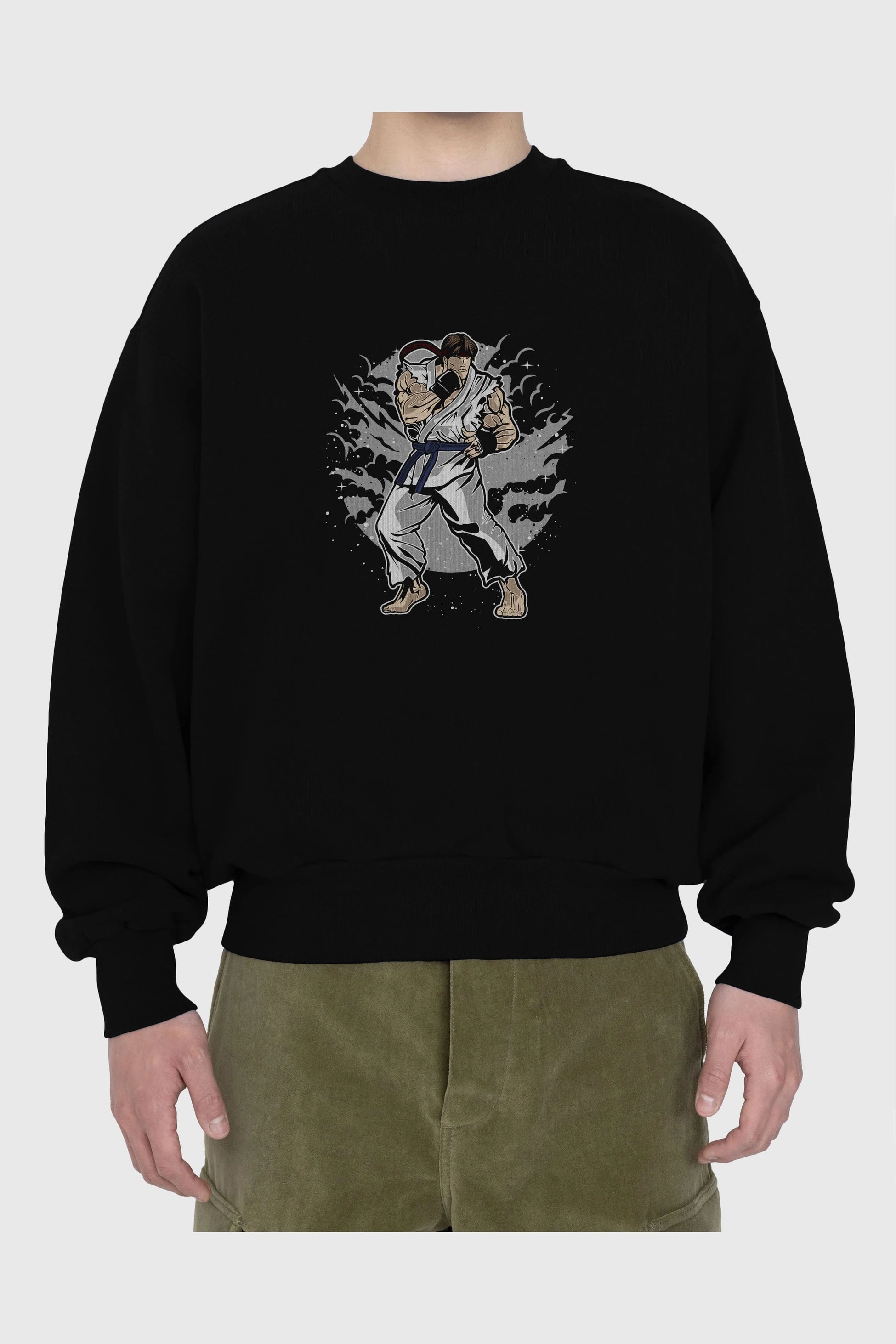 RYU Ön Baskılı Oversize Sweatshirt Erkek Kadın Unisex