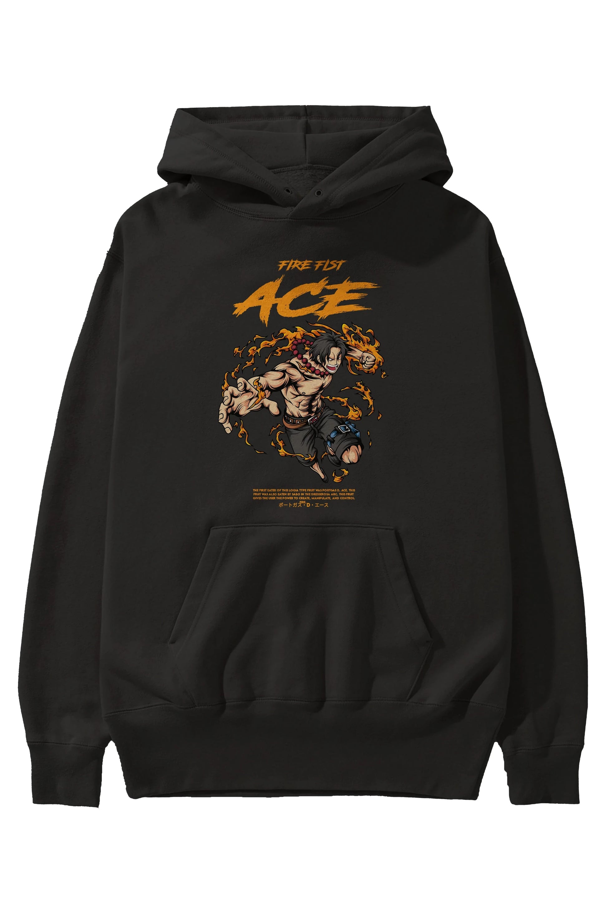 Fire Fist Ace Anime Ön Baskılı Hoodie Oversize Kapüşonlu Sweatshirt Erkek Kadın Unisex