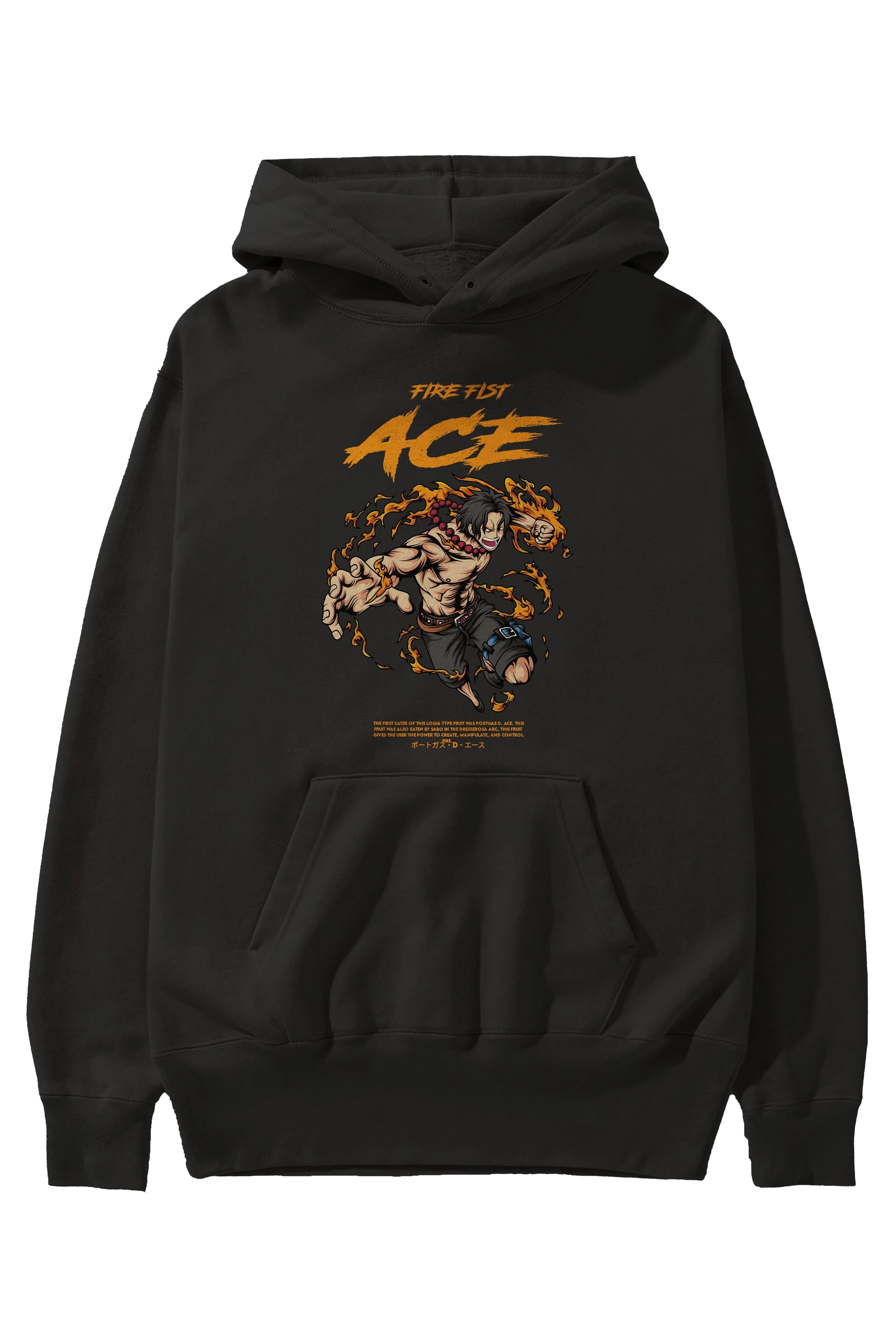 Fire Fist Ace Anime Ön Baskılı Hoodie Oversize Kapüşonlu Sweatshirt Erkek Kadın Unisex